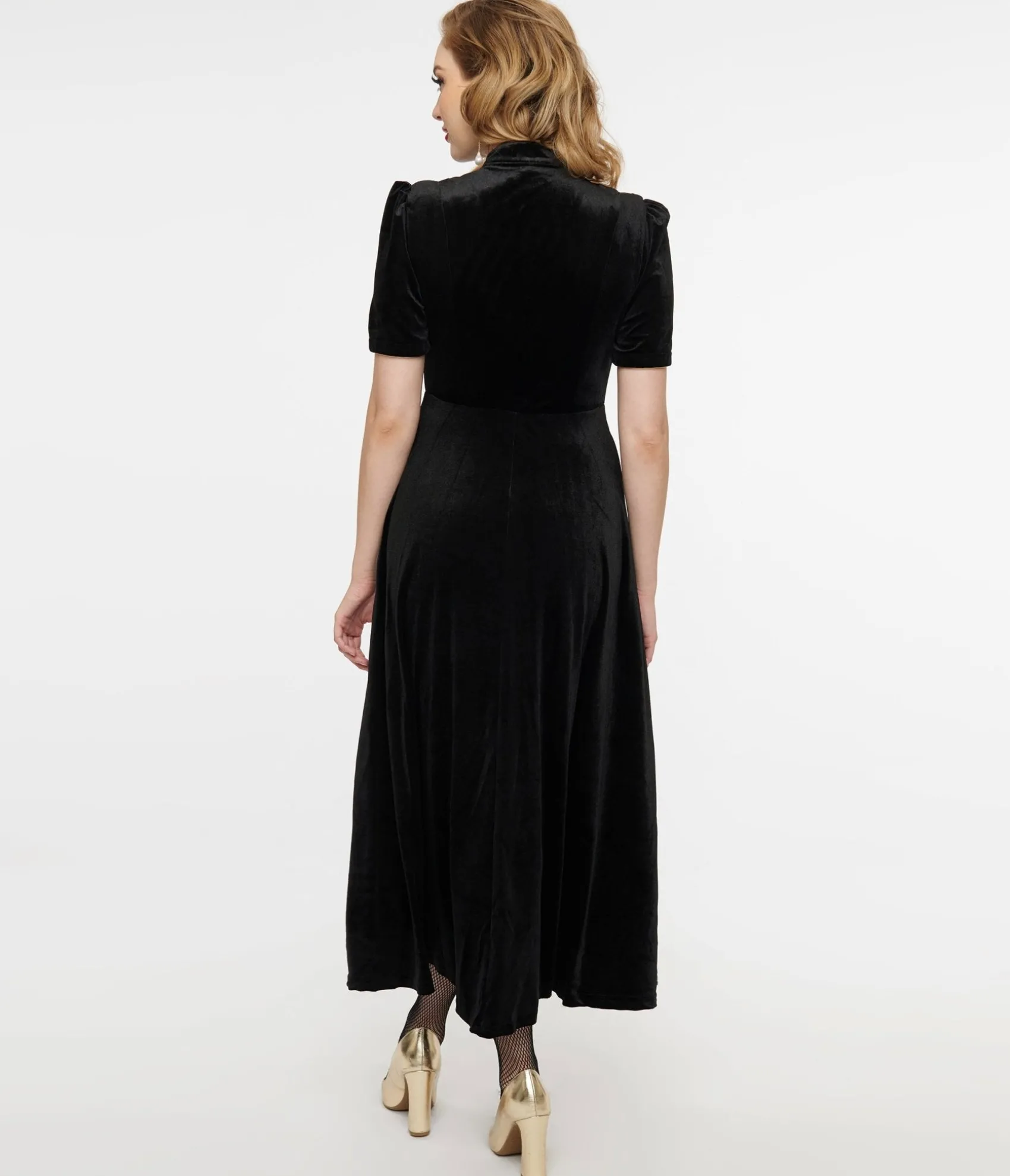 Unique Vintage Audrey K Black Velvet Taboo Maxi Dress Fashion