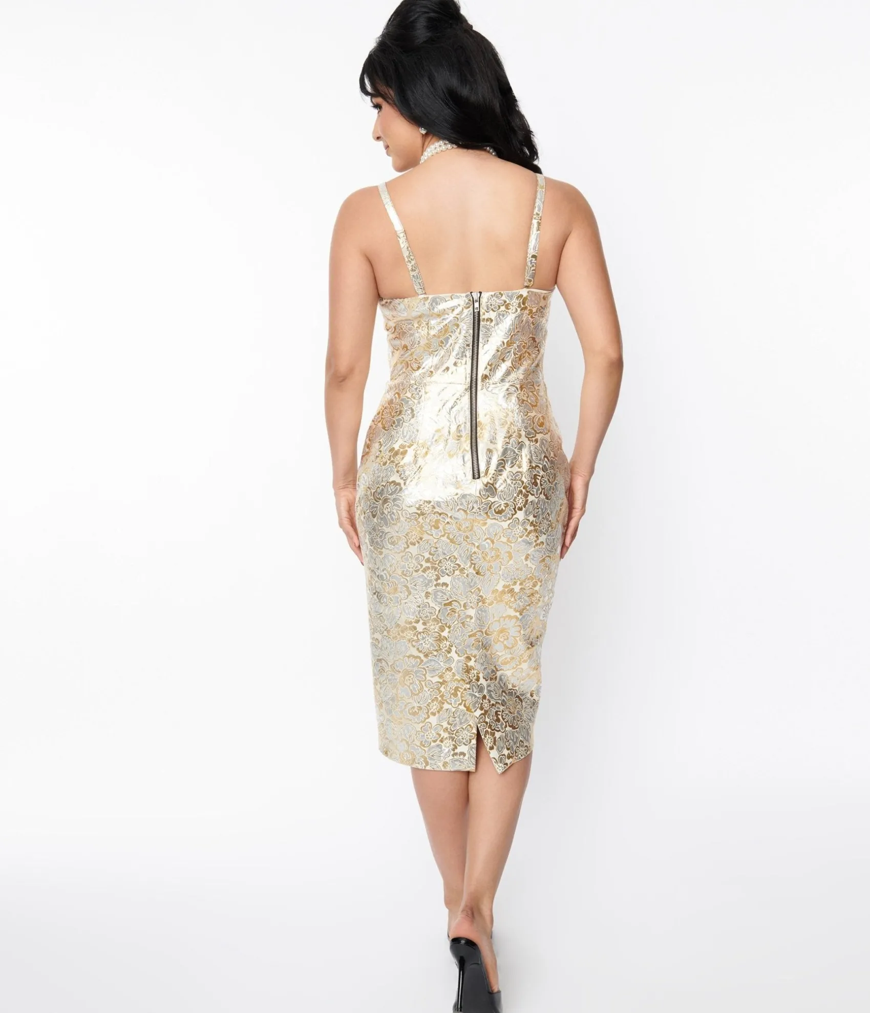 Unique Vintage Barbieª x Golden Girl Brocade Sheath Dress Cheap