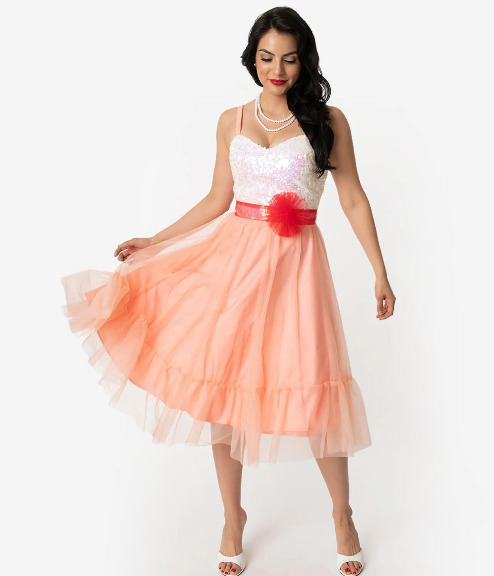 Unique Vintage Barbie™ x Peaches N Cream Chiffon Dress Online