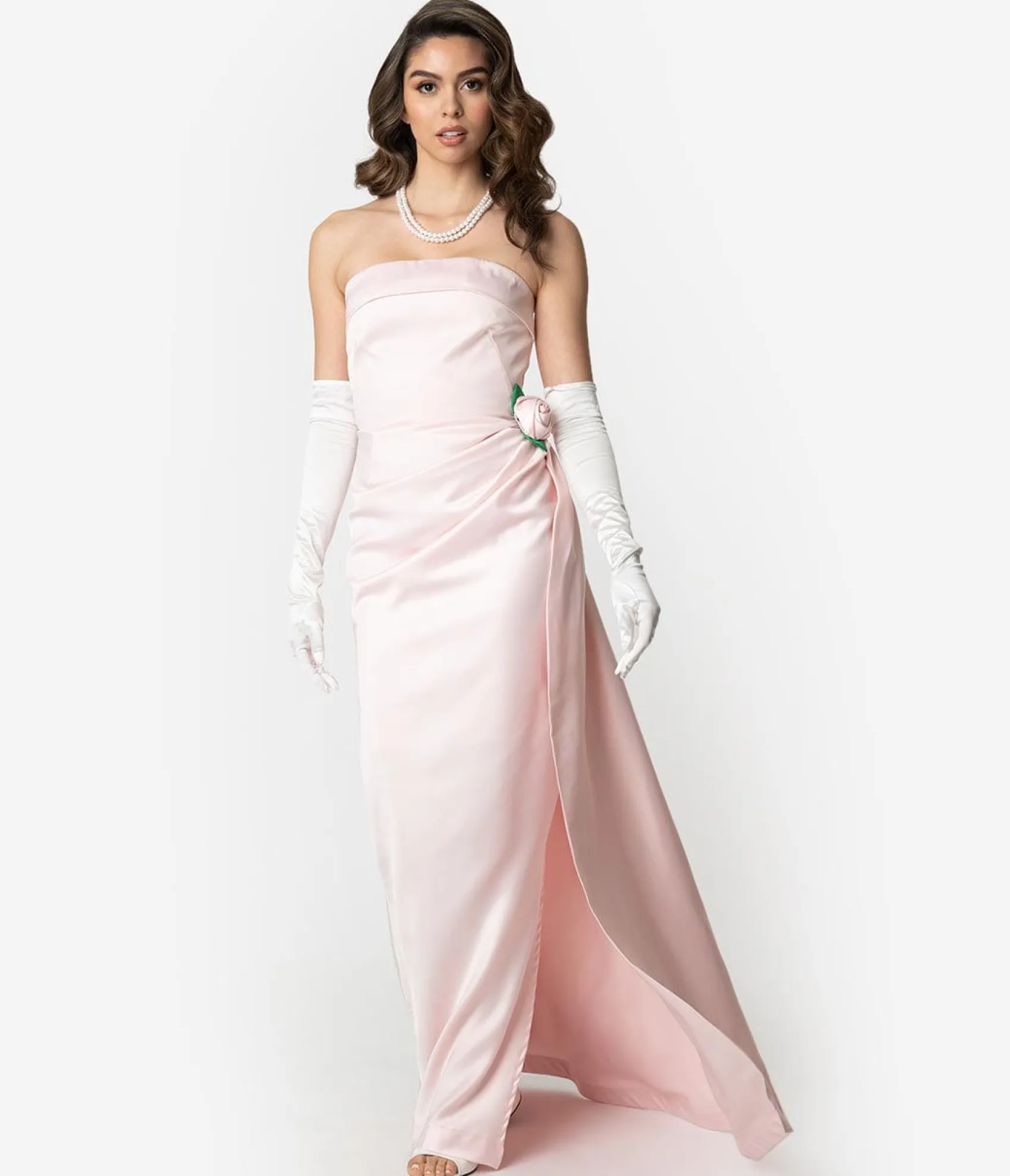 Unique Vintage Barbie™ x Pink Satin Strapless Enchanted Evening Gown Discount