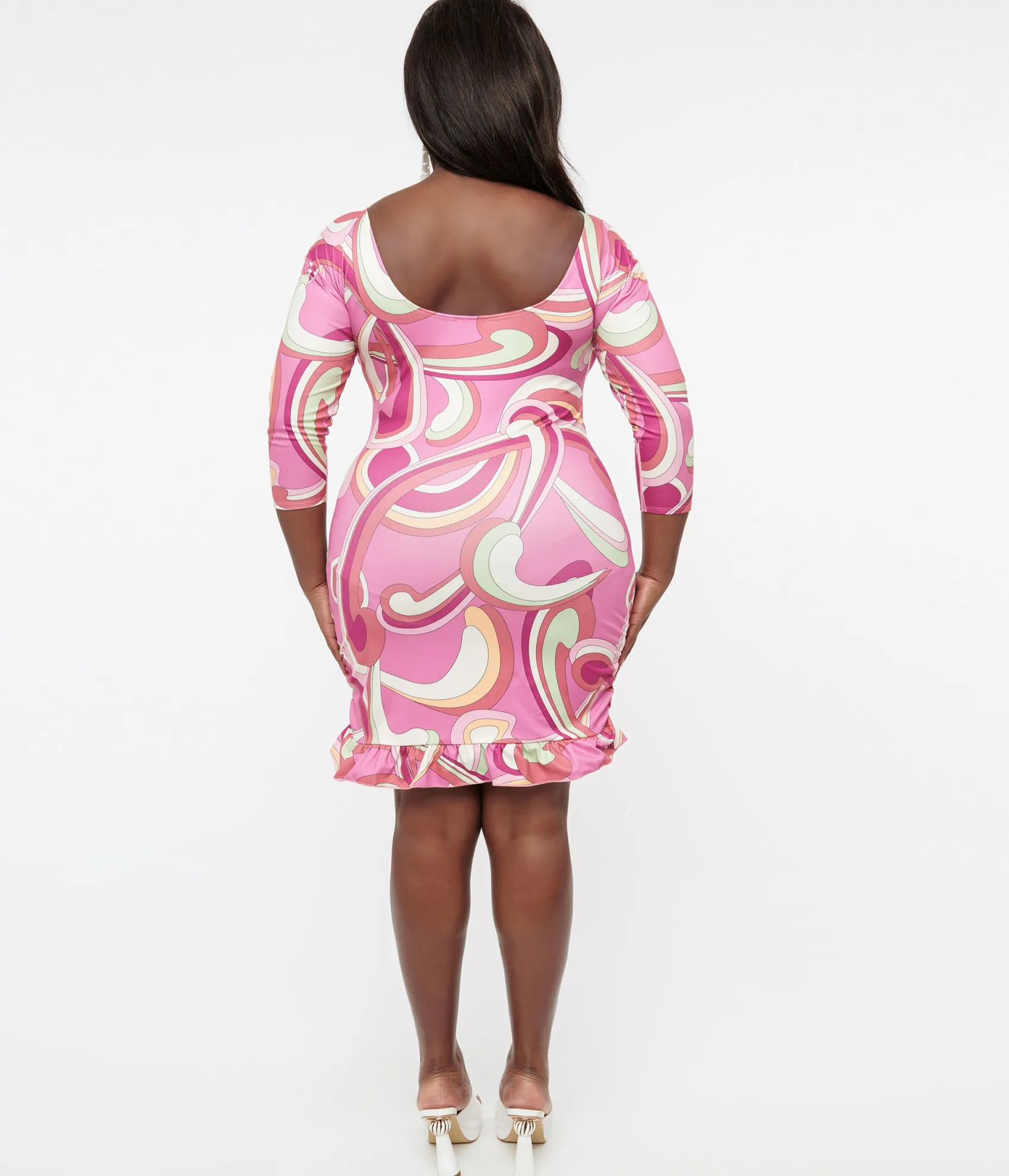 Unique Vintage Barbie x Plus Size 1990s Pink Abstract Totally Hair Mini Dress Shop