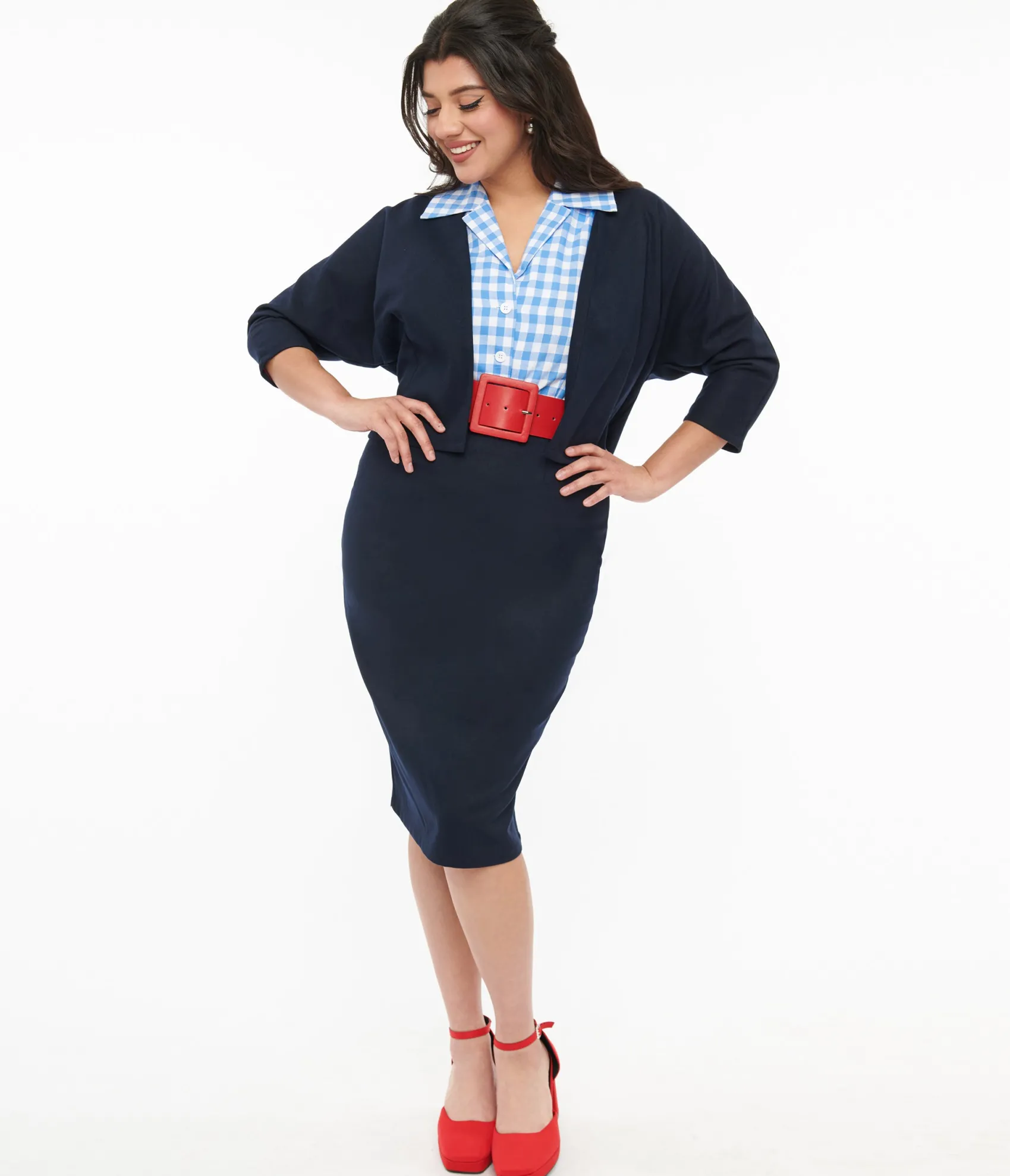 Unique Vintage Barbie x 1950s Navy Commuter Set Wiggle Skirt Discount