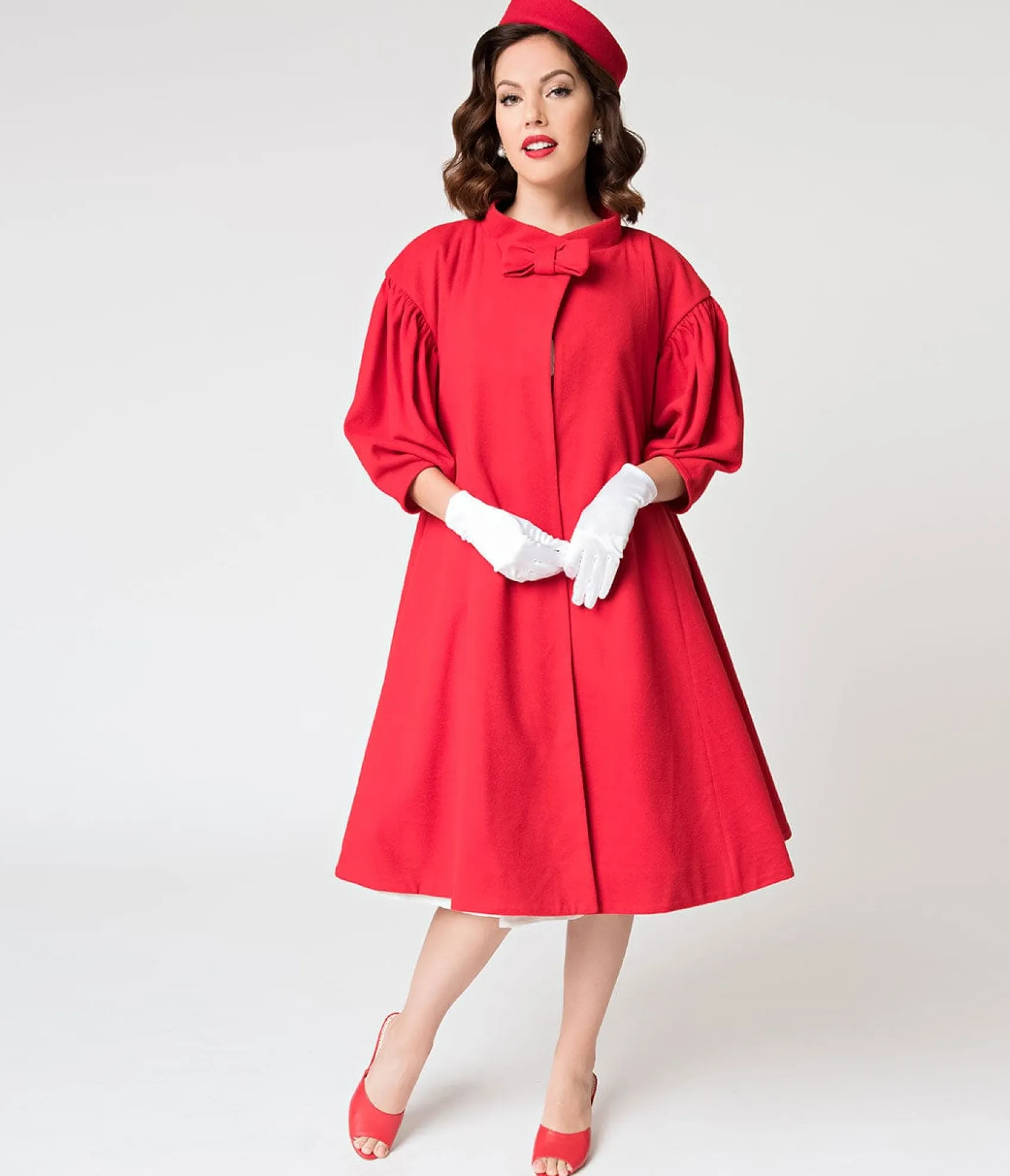 Unique Vintage Barbie™ x 1960s Style Red Flare Swing Coat Online