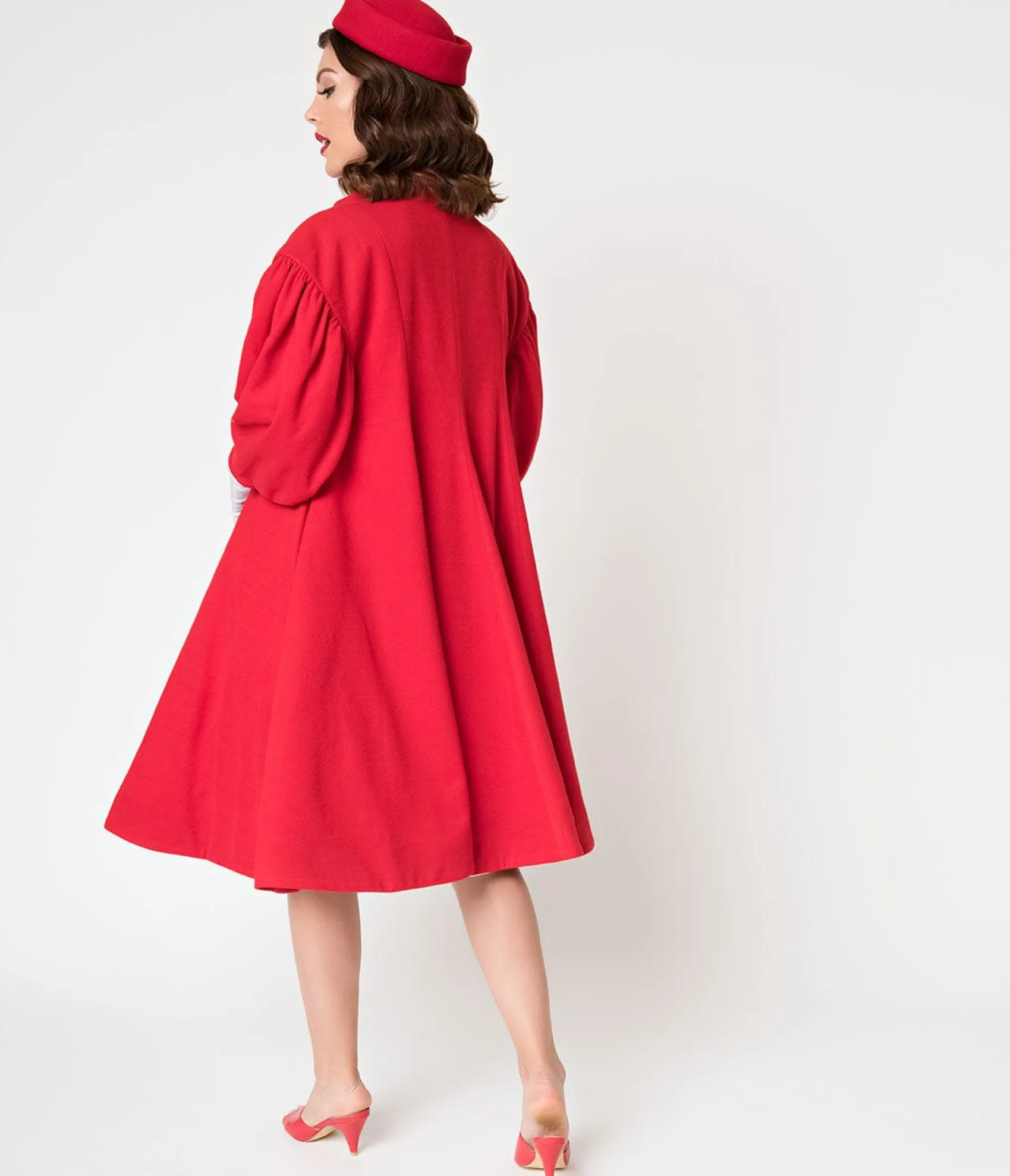 Unique Vintage Barbie™ x 1960s Style Red Flare Swing Coat Online