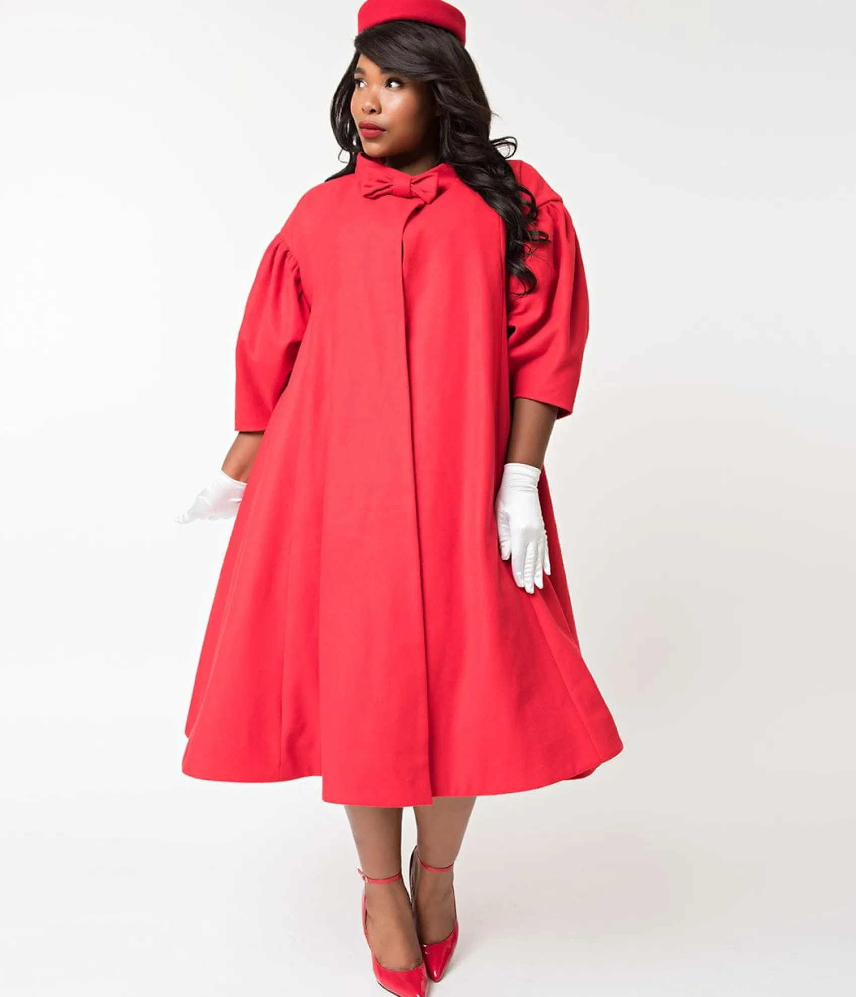 Unique Vintage Barbie™ x 1960s Style Red Flare Swing Coat Online