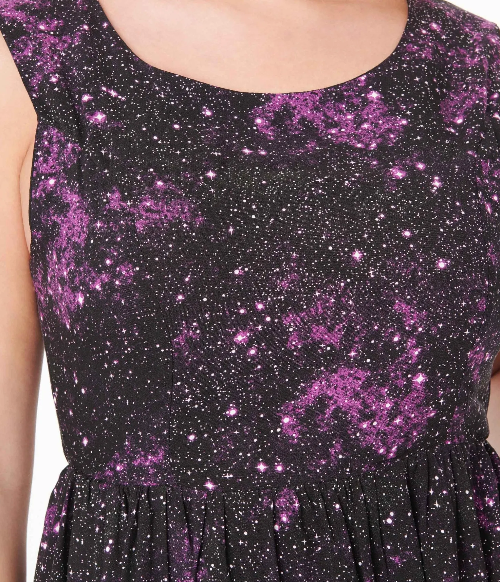 Unique Vintage Black & Purple Celestial Swing Dress Shop