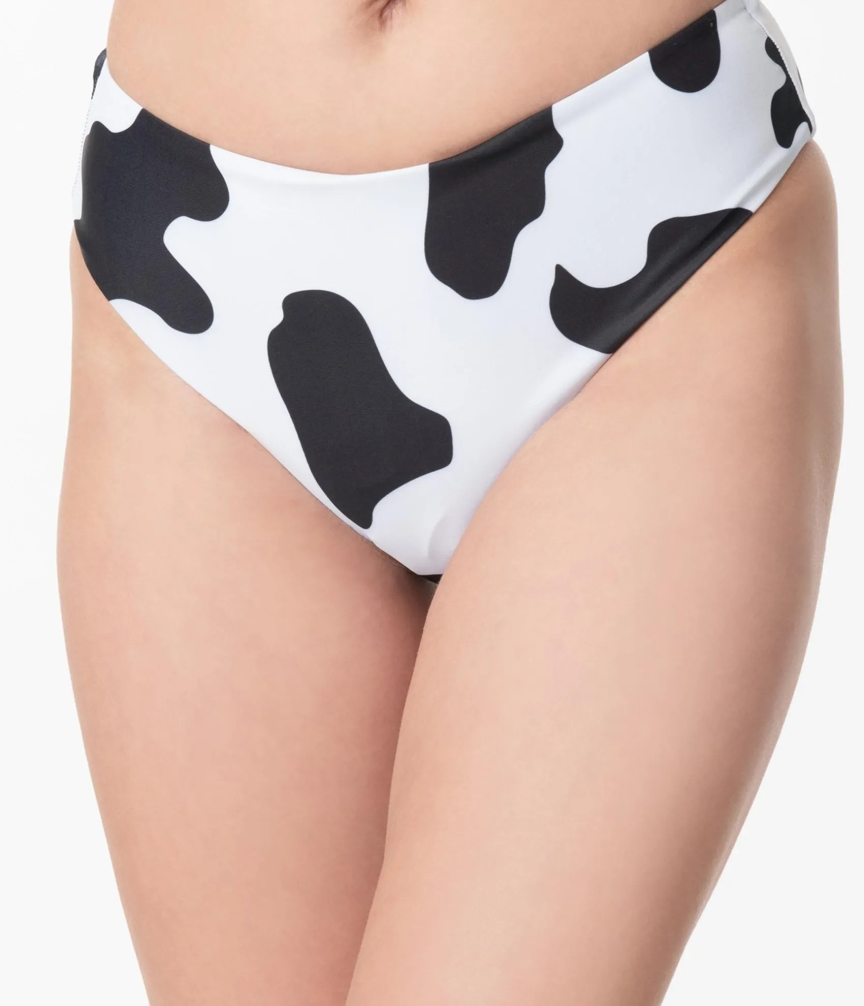 Unique Vintage Black & White Cow Print Two Piece Swimsuit Outlet