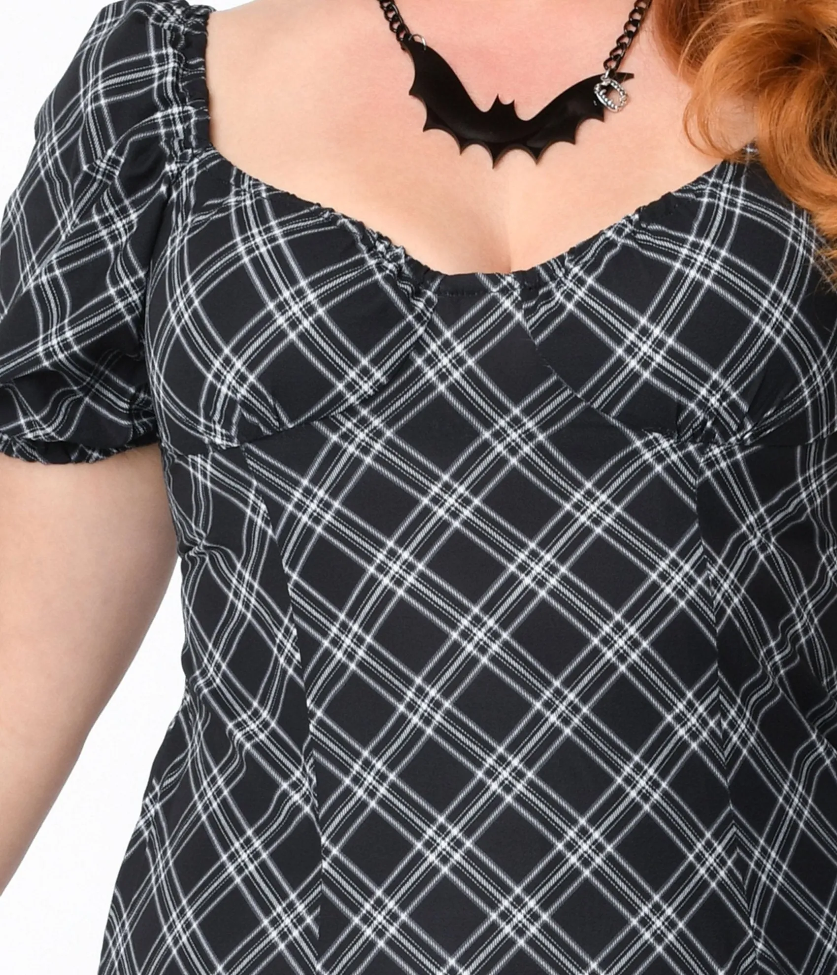 Unique Vintage Black & White Plaid Juliet Shift Dress Sale
