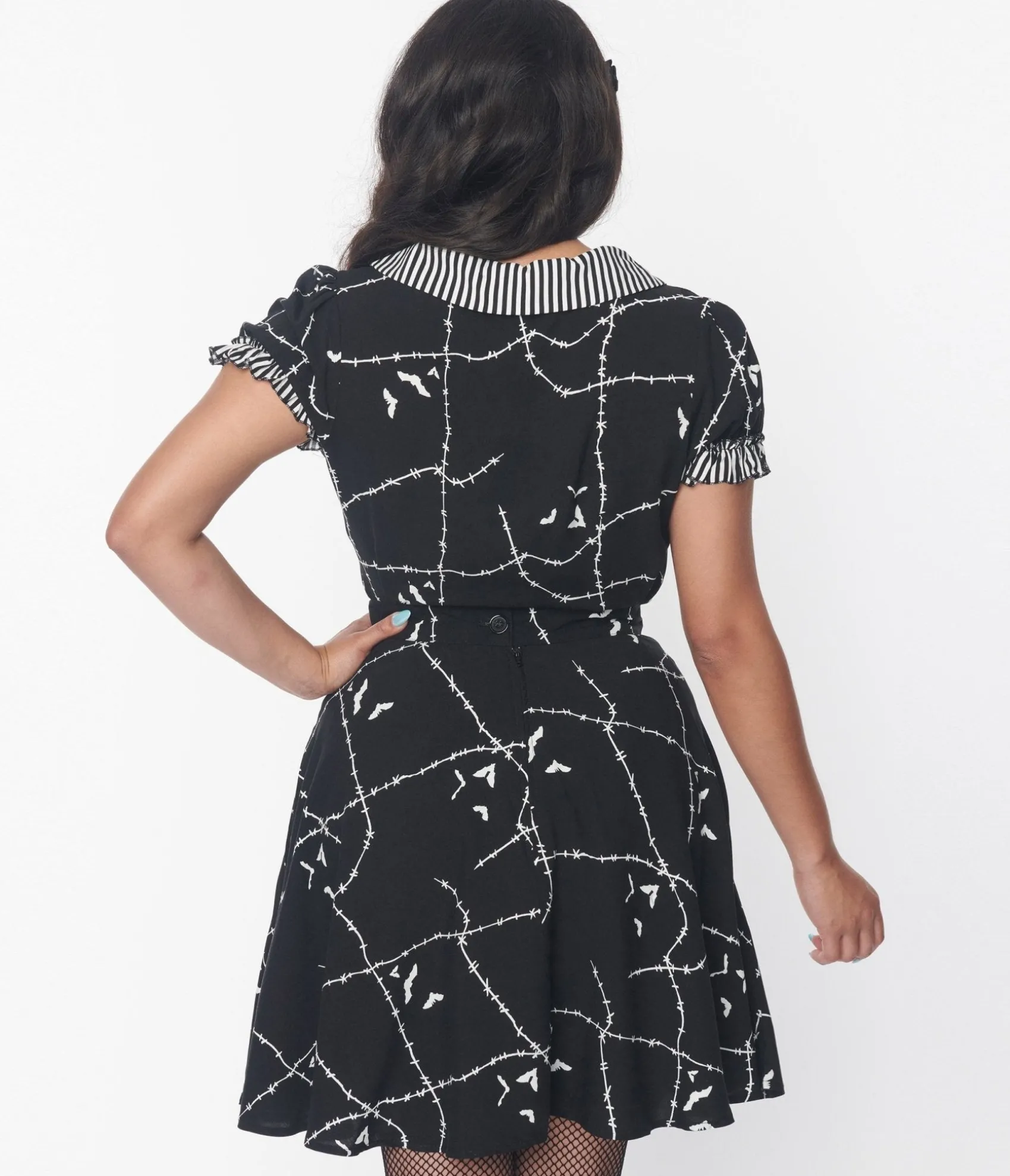 Unique Vintage Black & White Stitches Blouse Shop