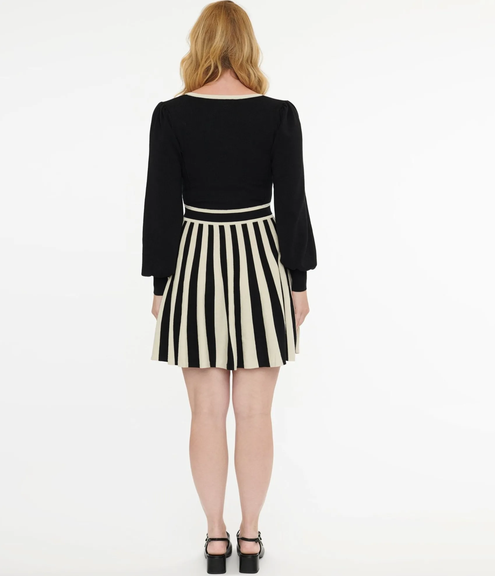 Unique Vintage Black & White Stripe Sweater Mini Dress Fashion