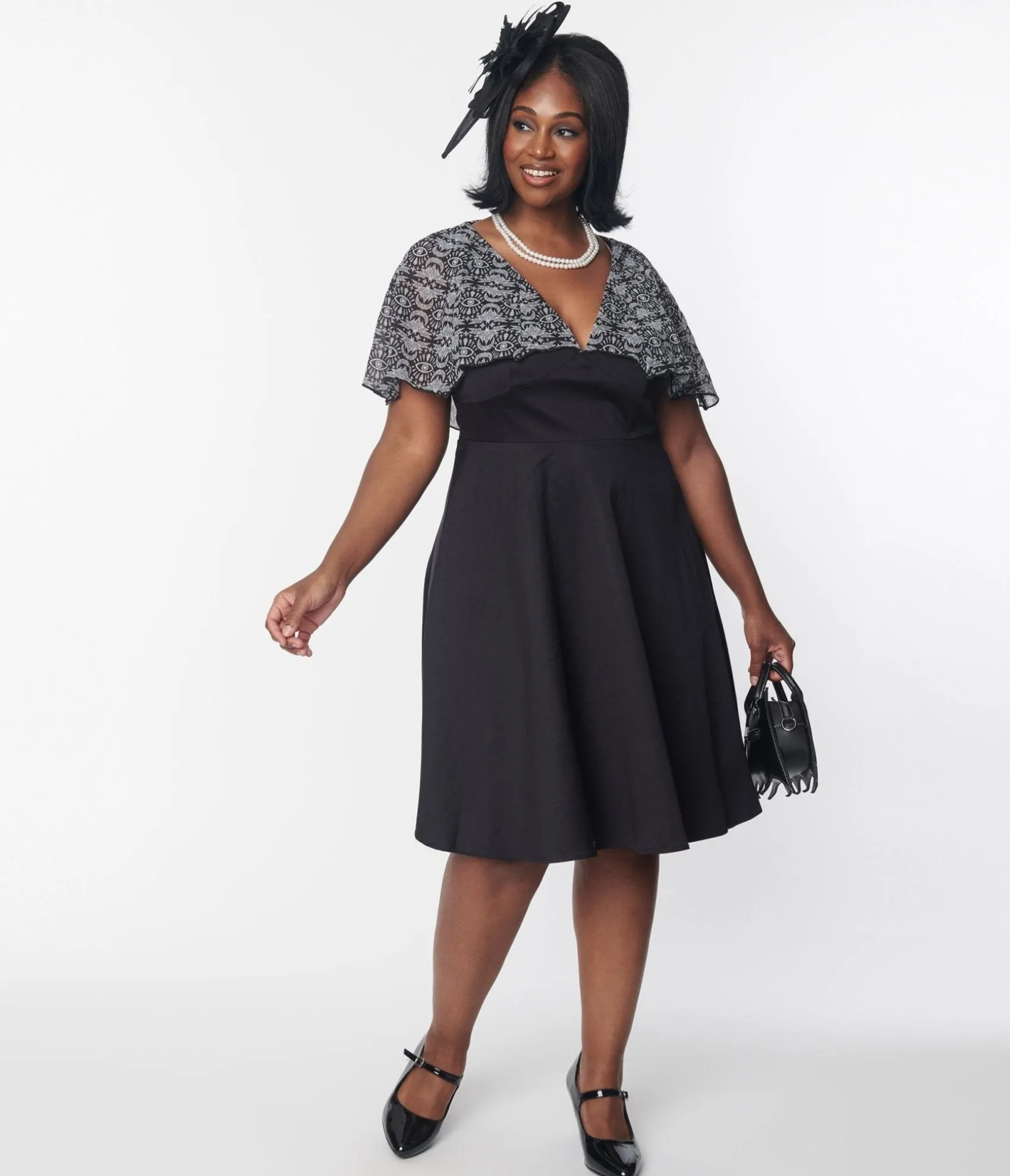 Unique Vintage Black Batwing Cape Dress Outlet