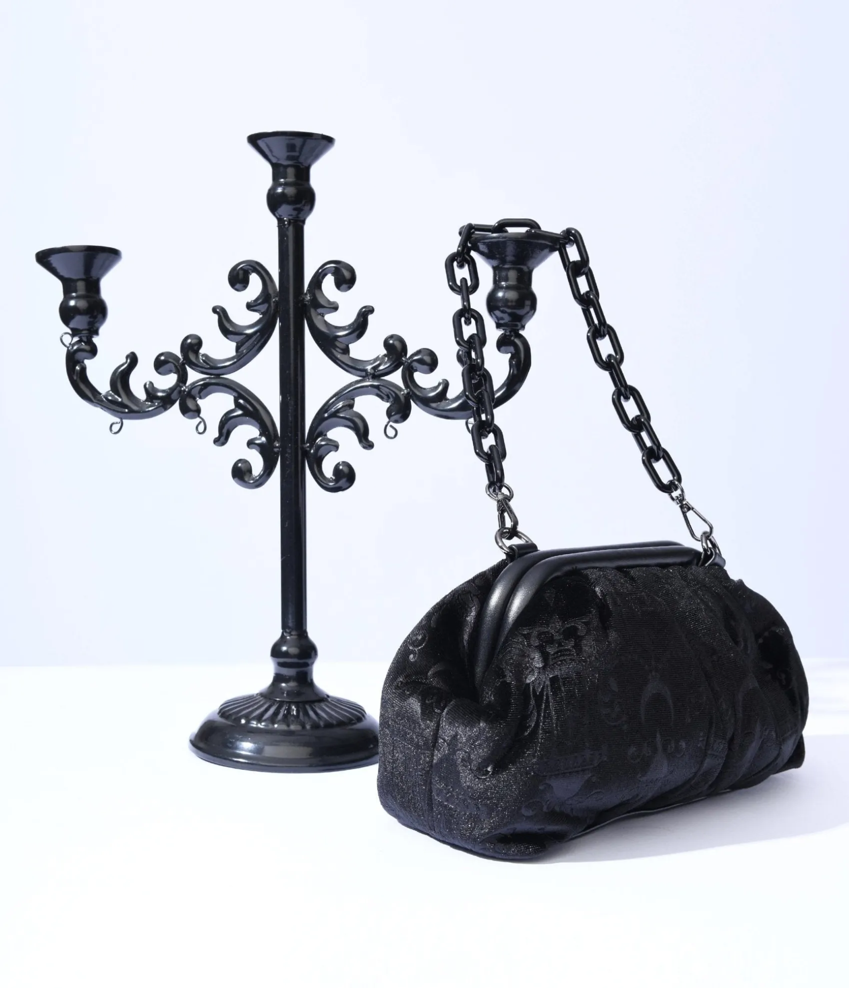 Unique Vintage Black Chandelier Embossed Velvet Handbag Cheap