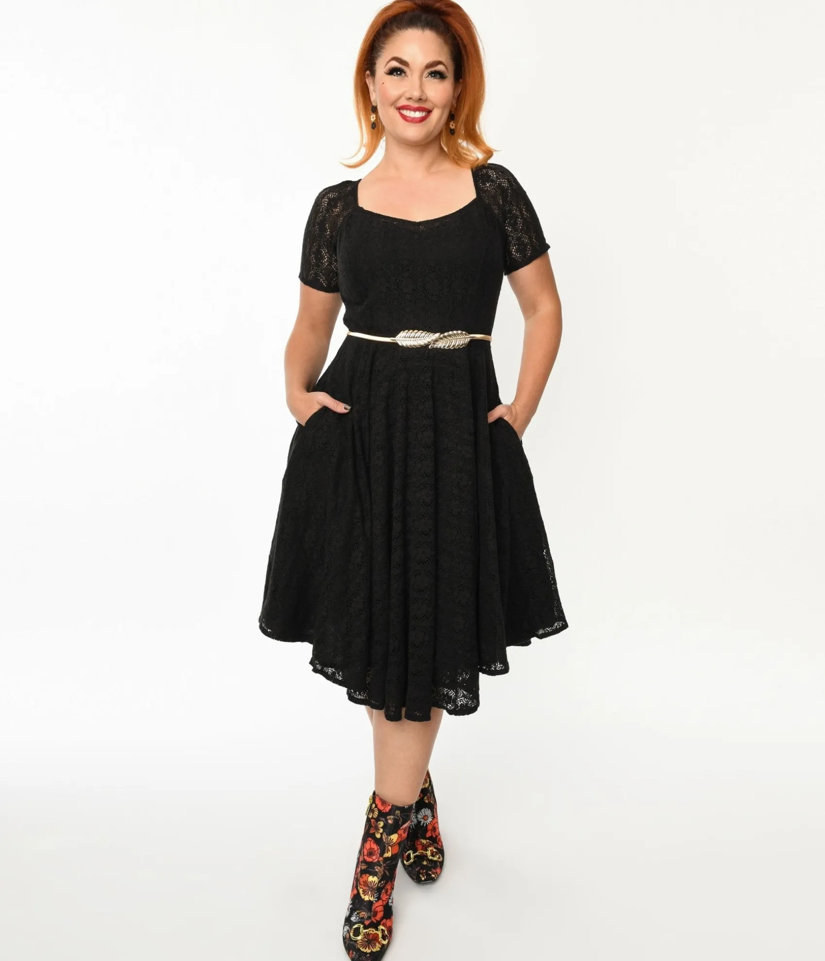 Unique Vintage Black Lace Penny Swing Dress Best