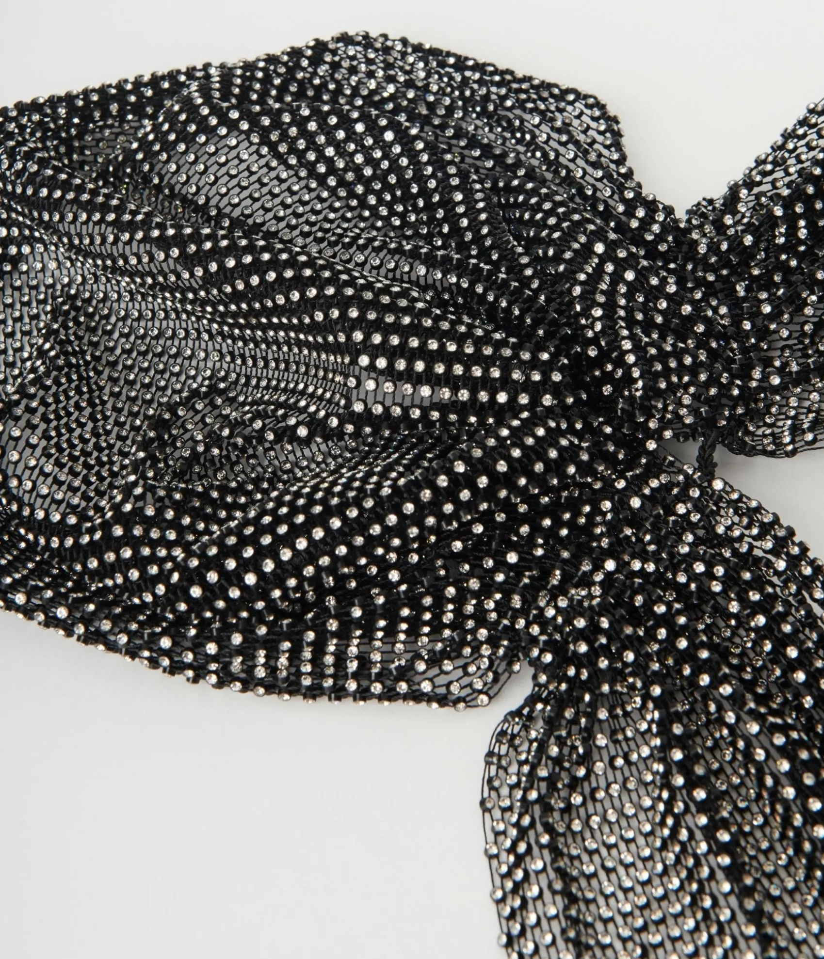 Unique Vintage Black Mesh & Silver Rhinestone Headscarf Cheap