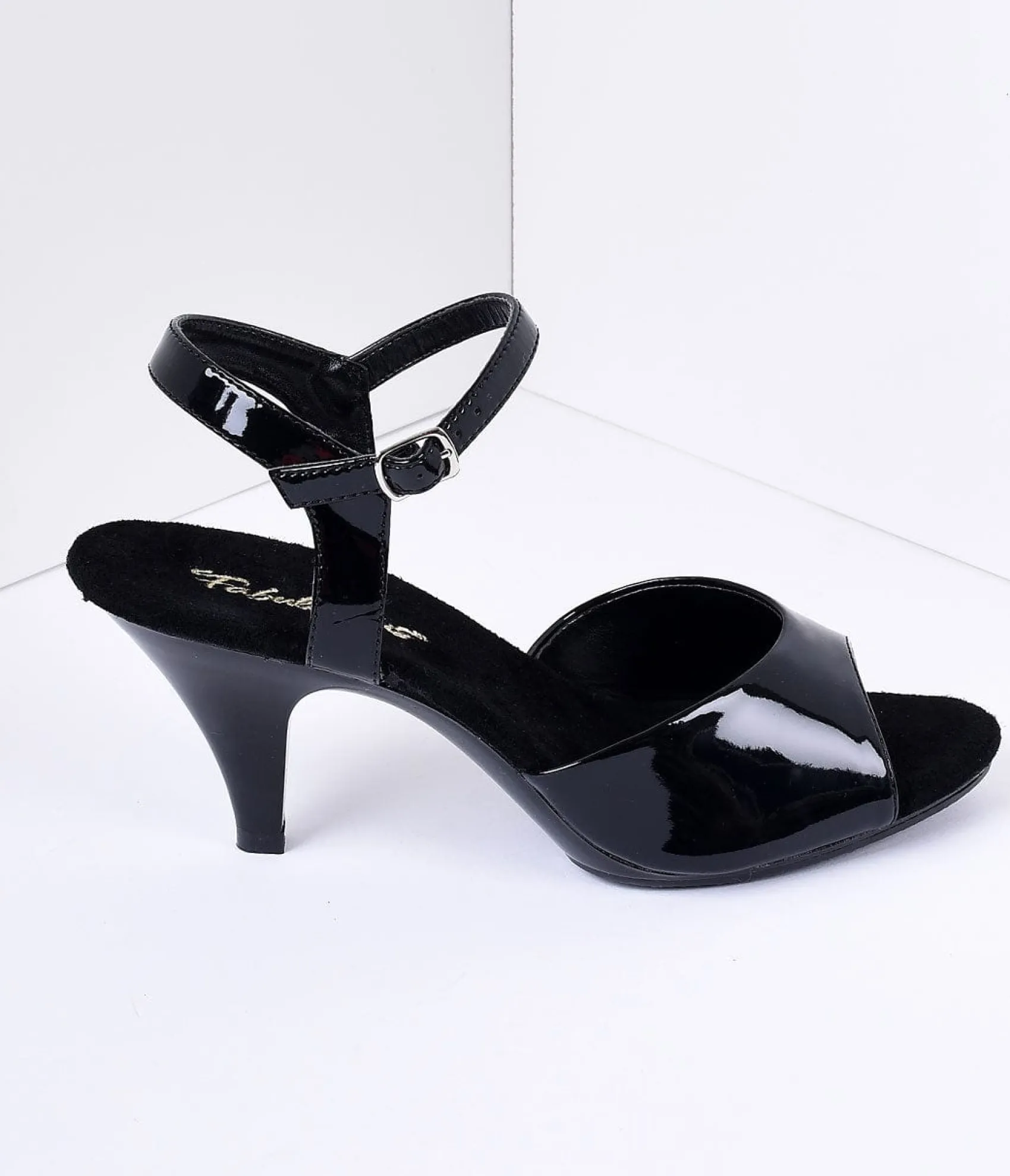 Unique Vintage Black Patent Leather Belle Sandal Pump Hot