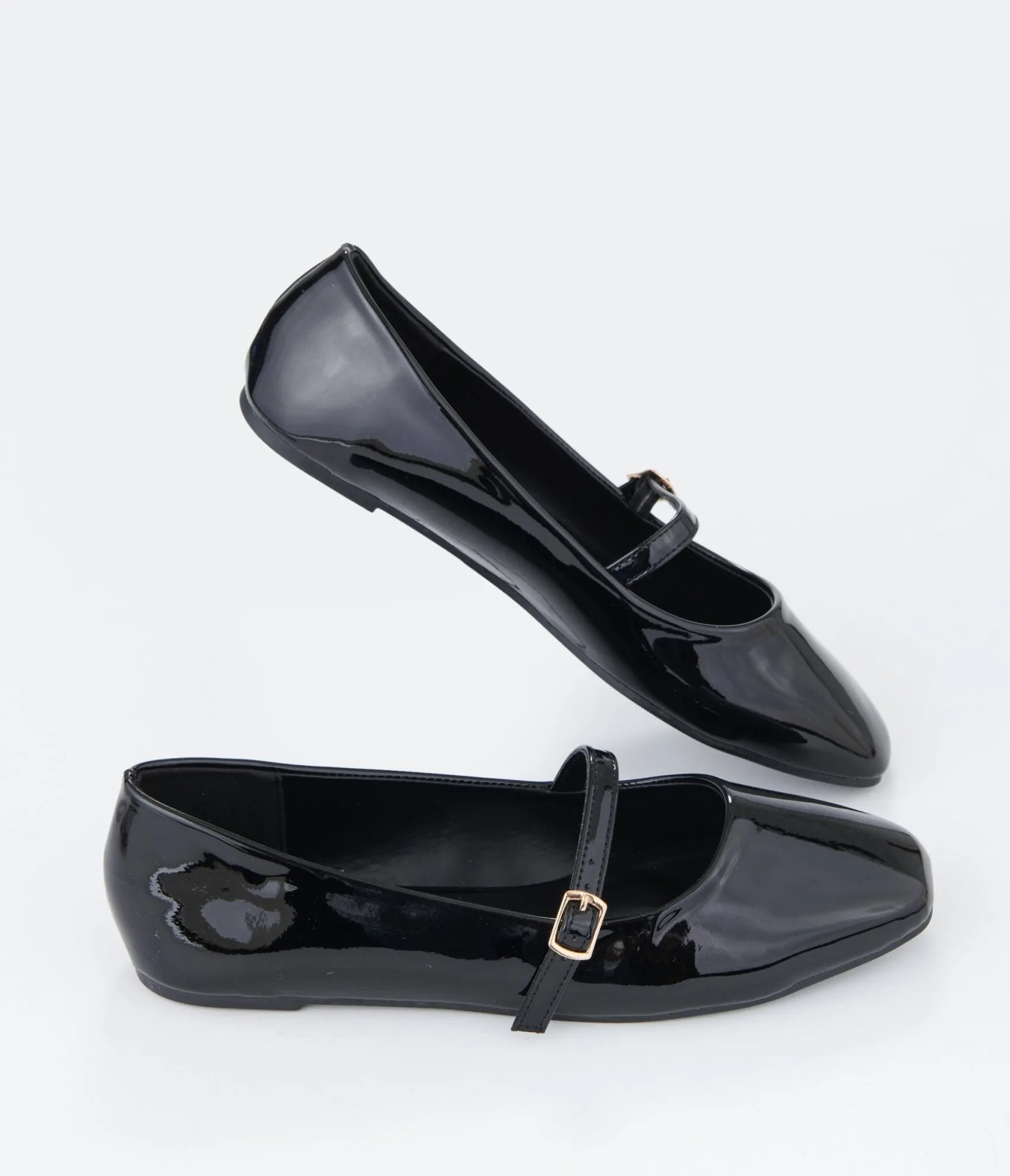 Unique Vintage Black Patent Leatherette Mary Jane Flats Cheap