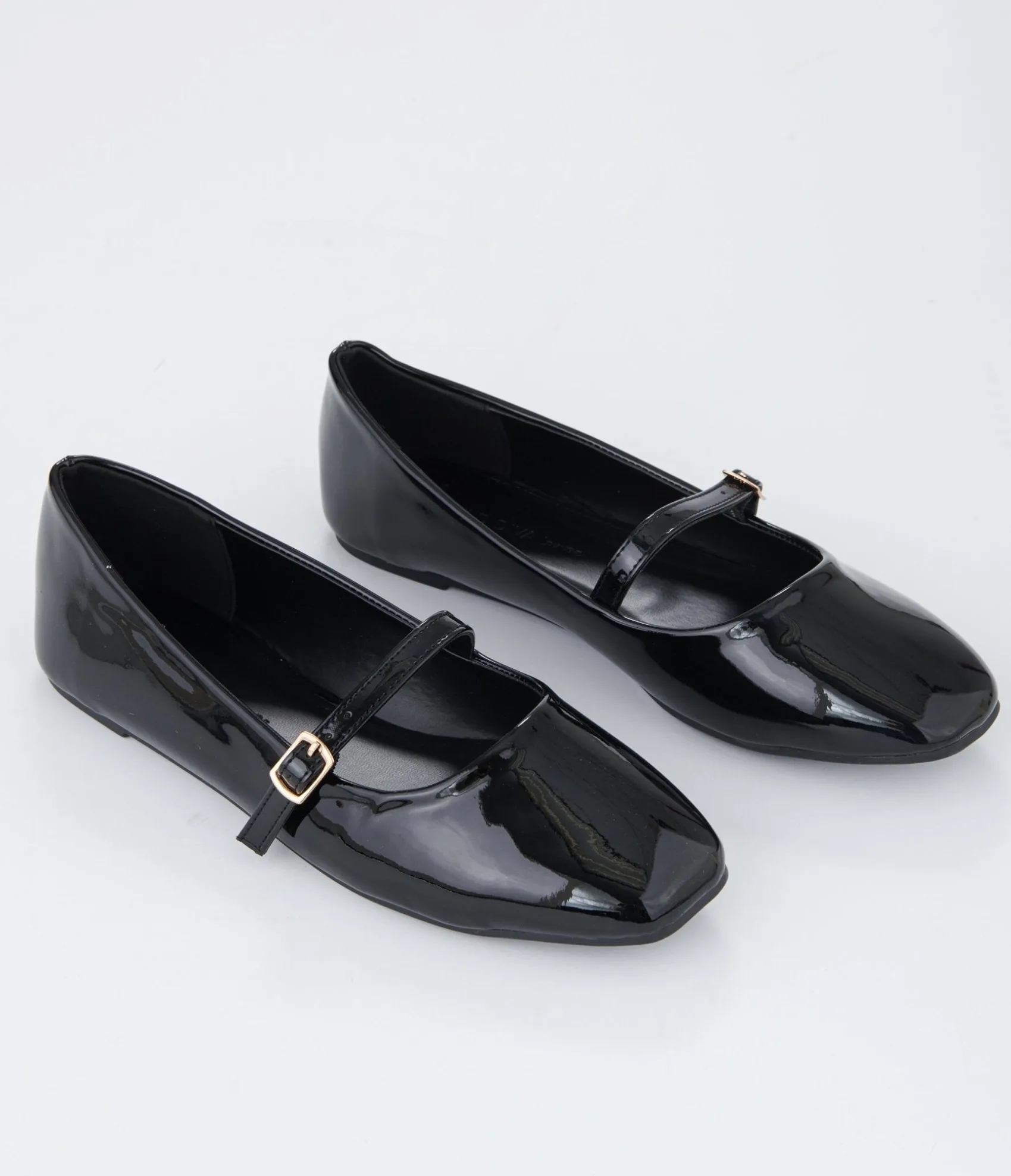 Unique Vintage Black Patent Leatherette Mary Jane Flats Cheap