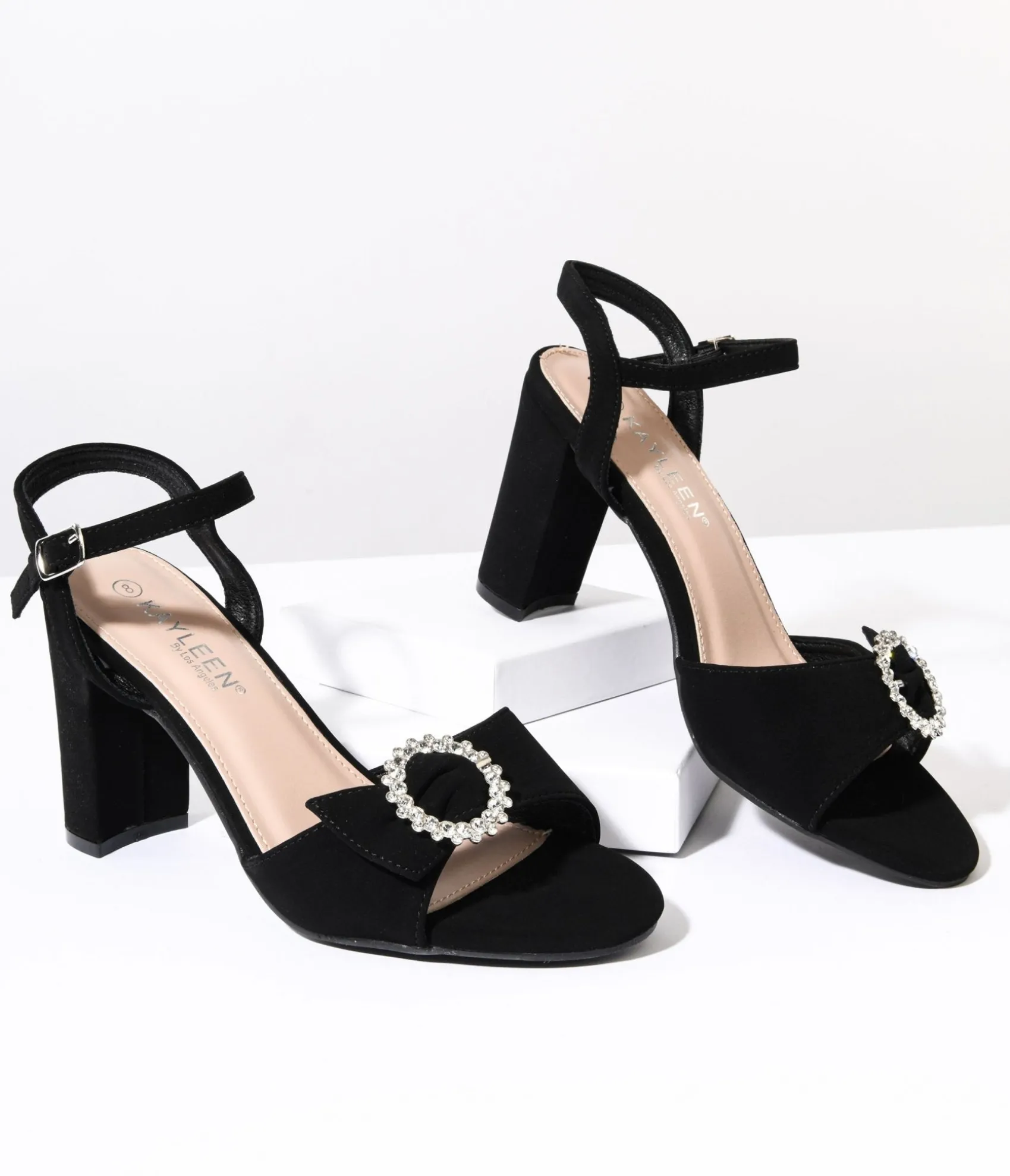 Unique Vintage Black Suede & Silver Rhinestone Peep Toe Heels Shop