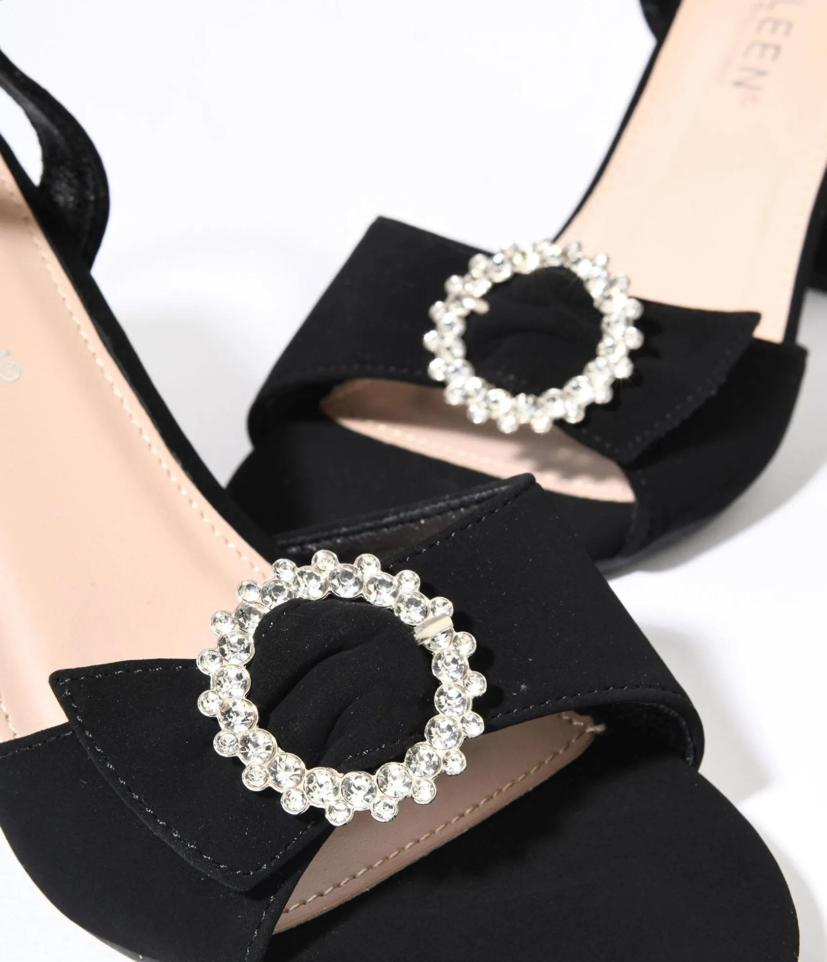 Unique Vintage Black Suede & Silver Rhinestone Peep Toe Heels Shop