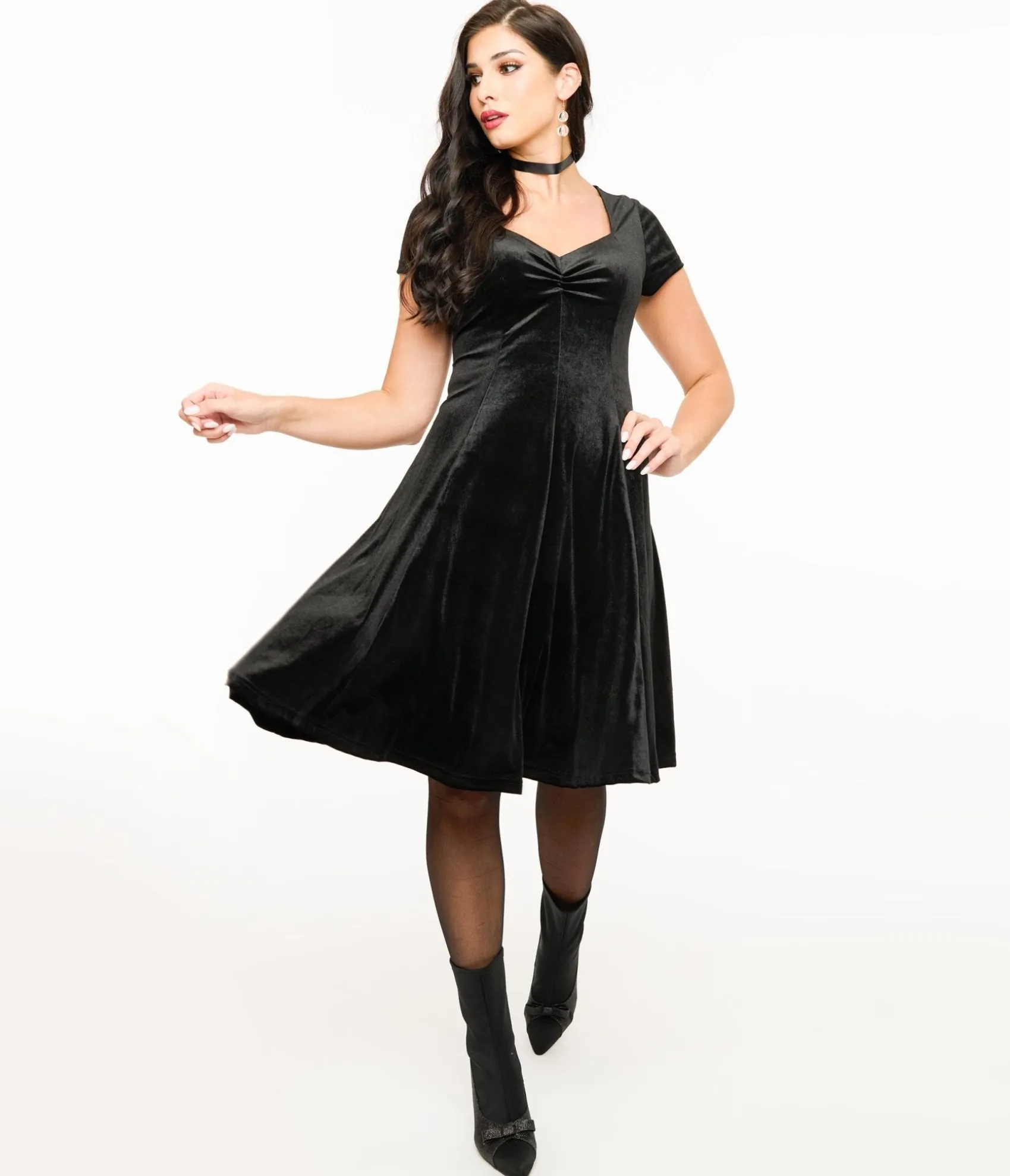 Unique Vintage Black Velvet Mini Dress Store