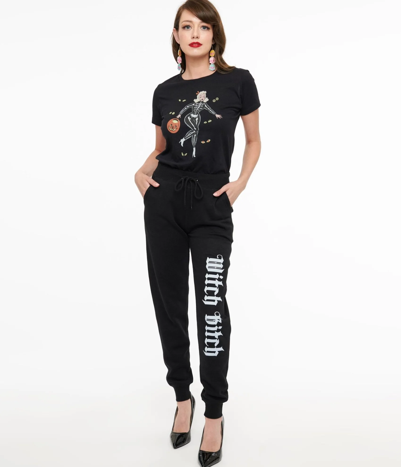 Unique Vintage Black Witch Bitch Fleece Sweatpants Flash Sale