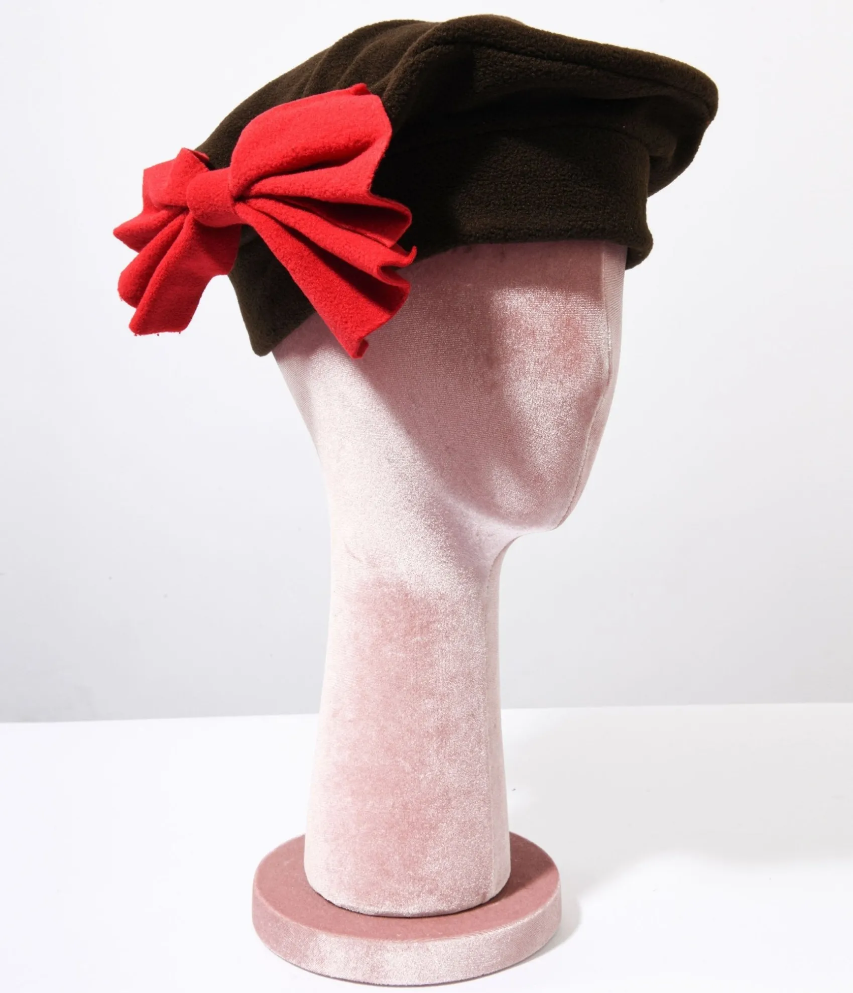 Unique Vintage Brown & Red Bow Beret Online