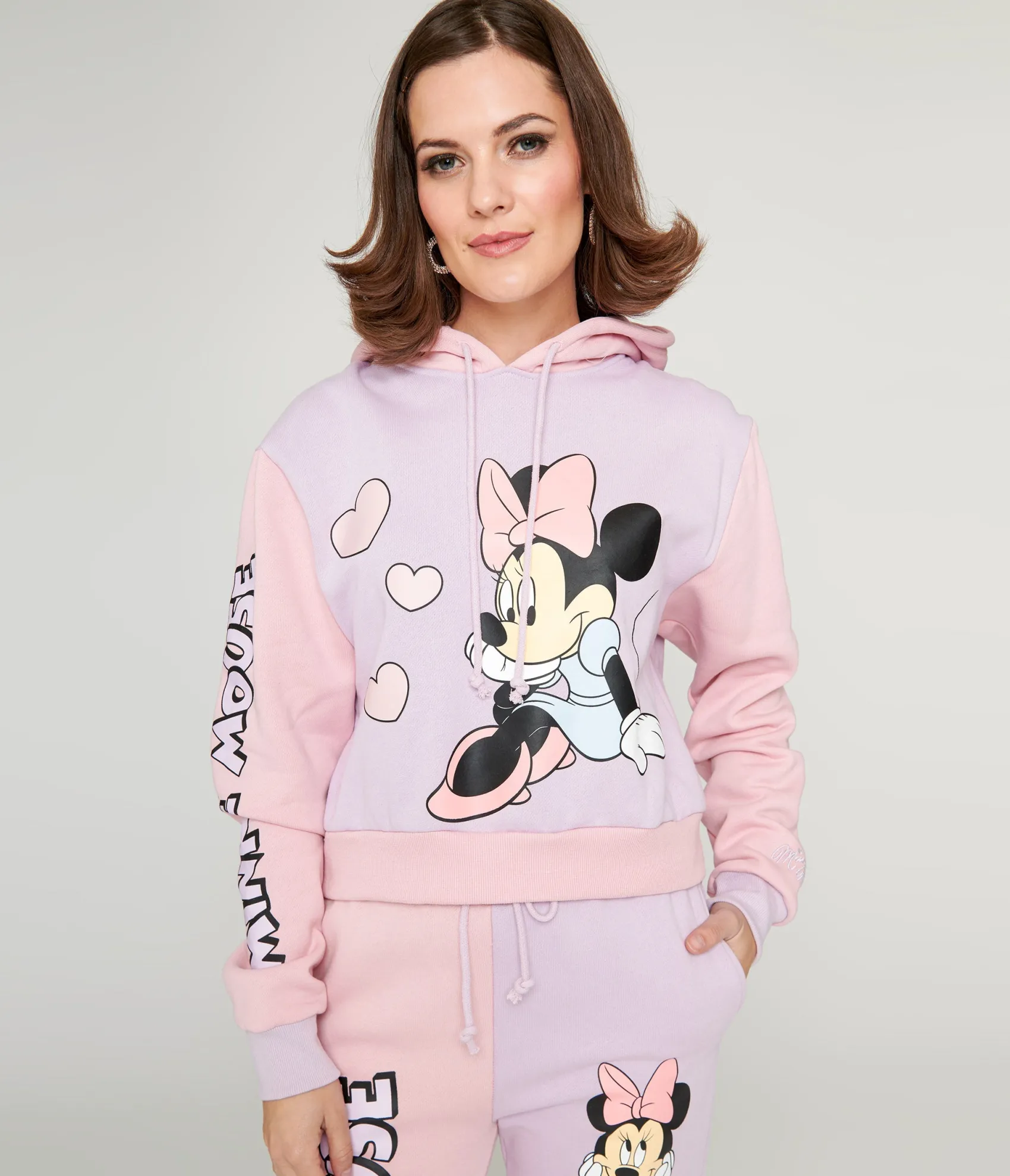 Unique Vintage Cakeworthy Pink & Purple Color Block Minnie Mouse Hoodie Cheap