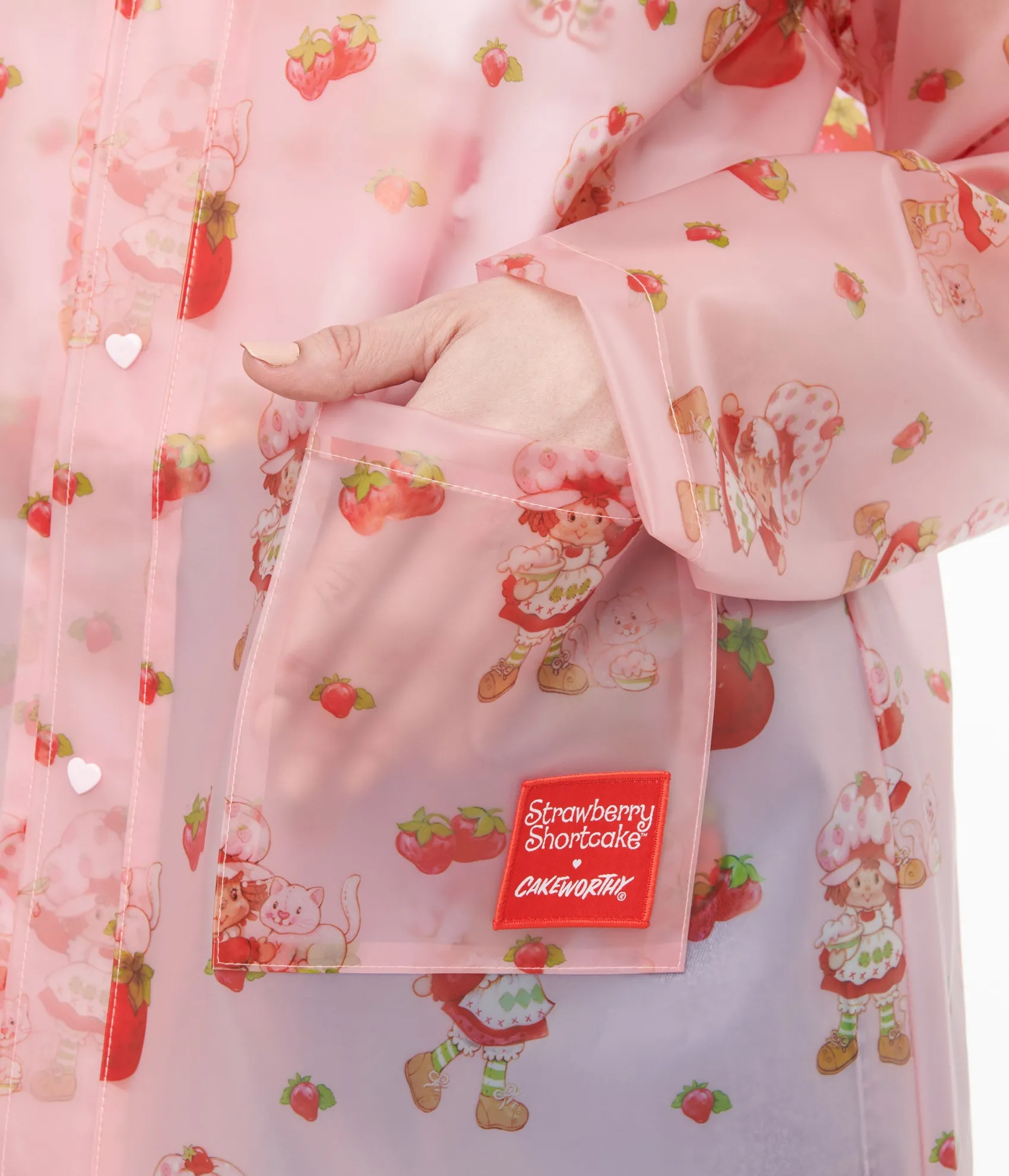 Unique Vintage Cakeworthy Pink & Red Strawberry Shortcake Rain Jacket Outlet