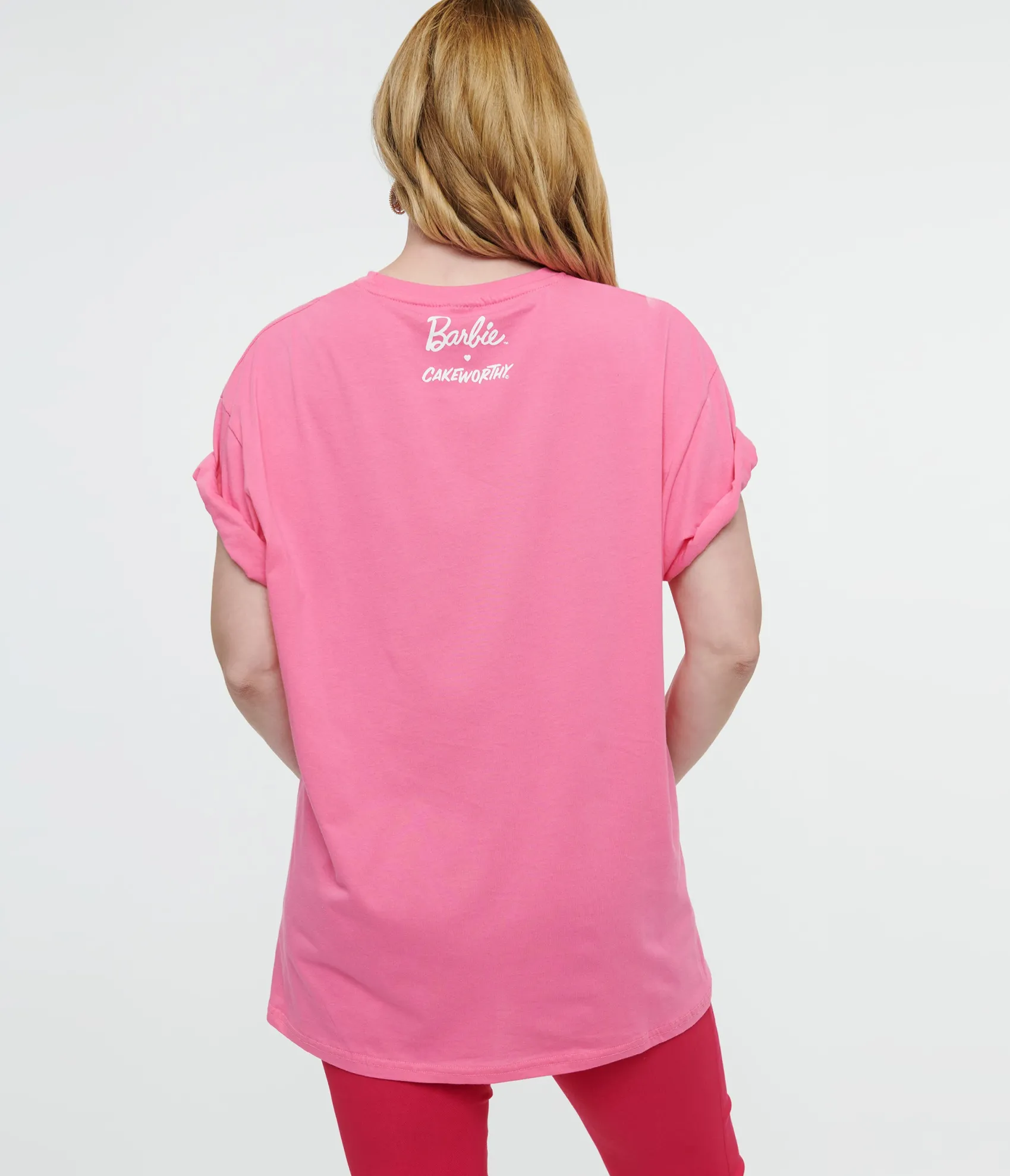 Unique Vintage Cakeworthy Pink Barbie Birthday Oversized Graphic Tee Clearance