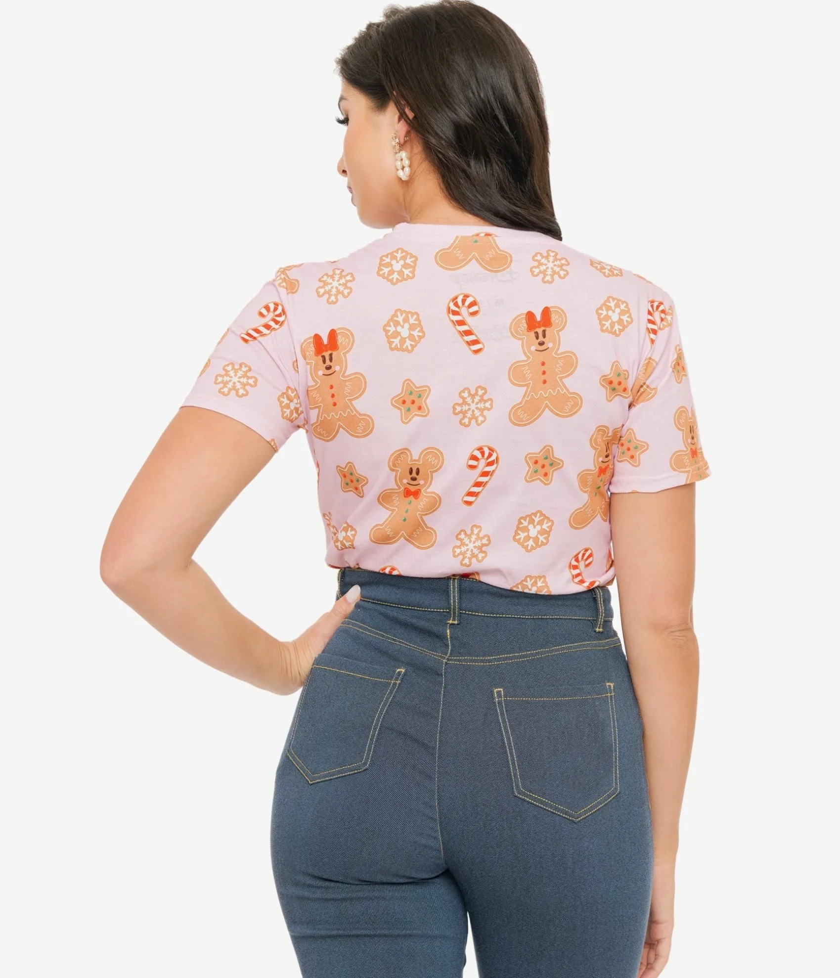 Unique Vintage Cakeworthy Pink Mickey & Minnie Gingerbread All Over Print Graphic Tee Online