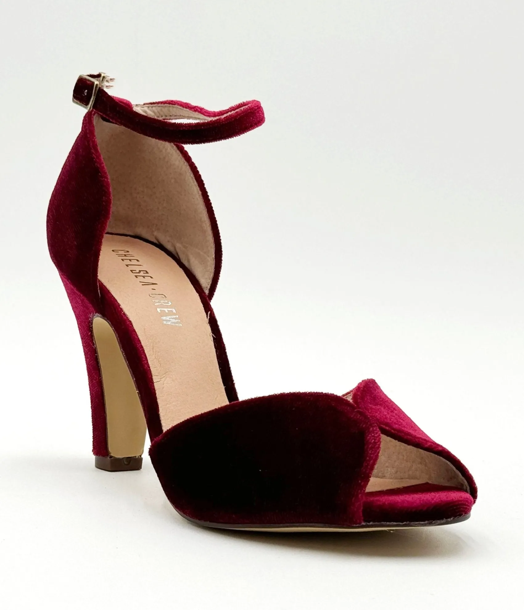 Unique Vintage Chelsea Crew Burgundy Velvet Lola Pumps Cheap