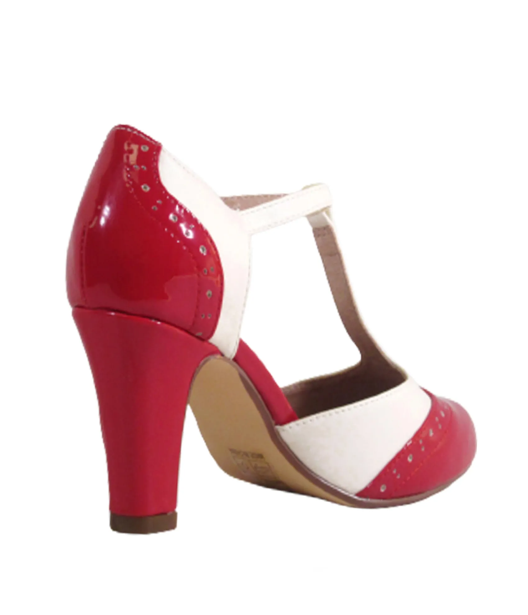 Unique Vintage Chelsea Crew Red & White T-Strap Gatsby Heels Outlet