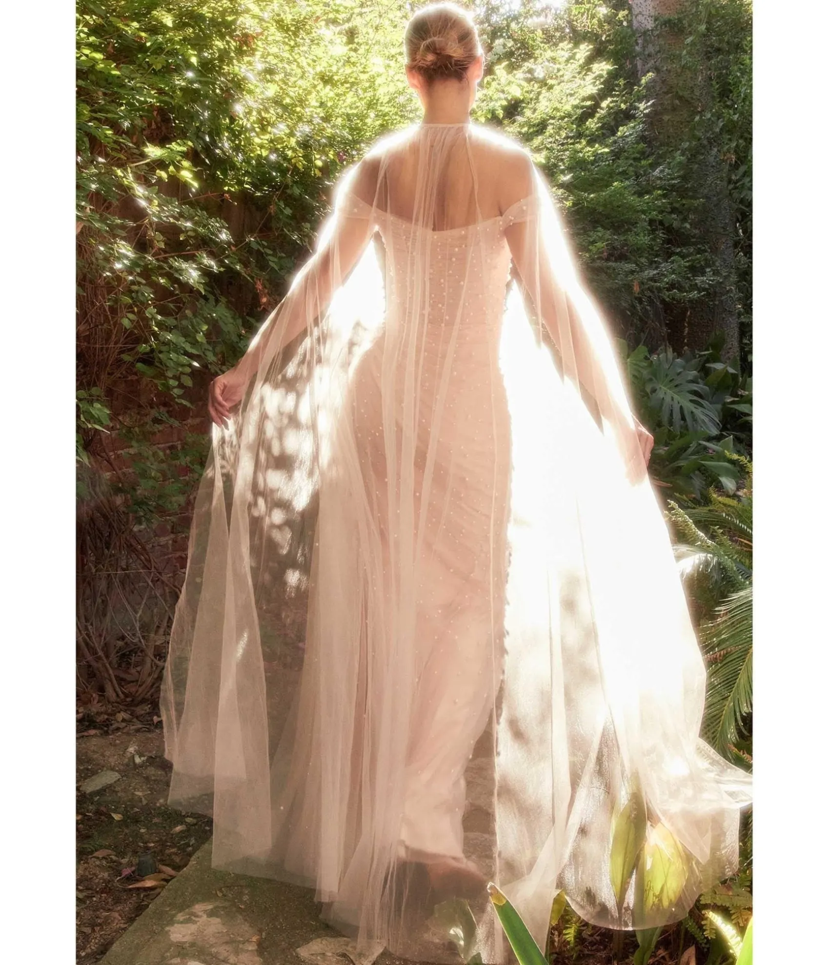 Unique Vintage Cinderella Divine Blush Pearl Pleated Tulle Fairytale Gown with Cape Fashion