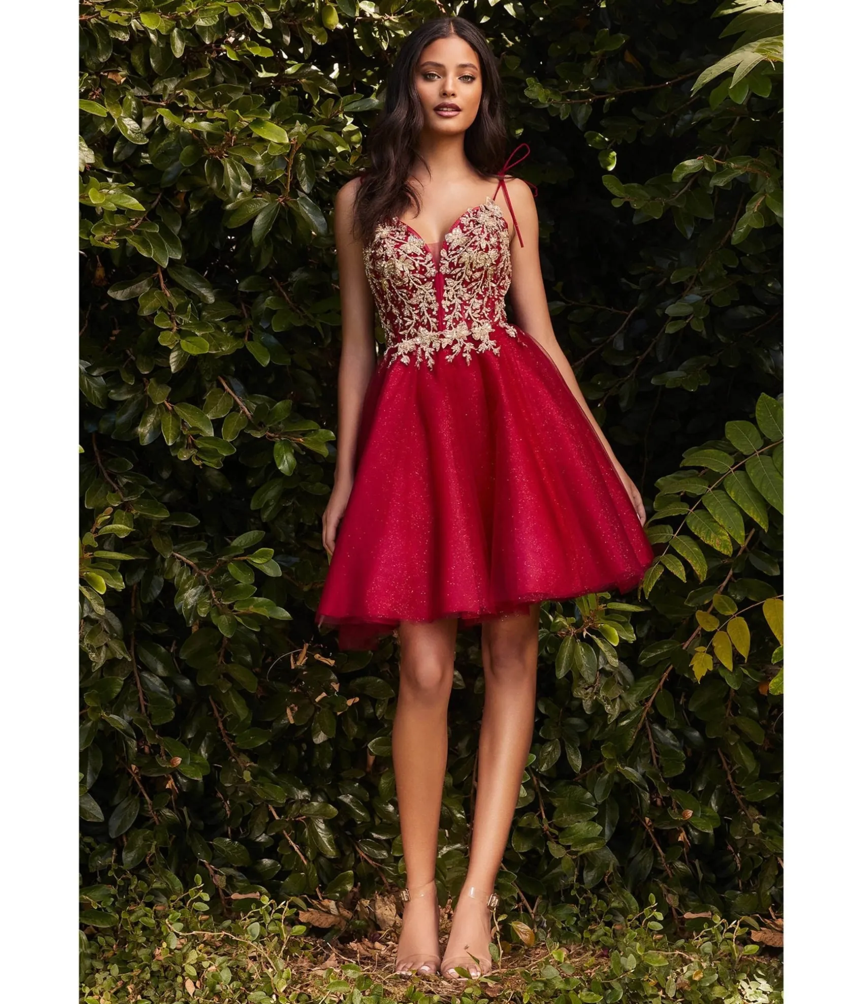 Unique Vintage Cinderella Divine Burgundy & Gold Tulle & Corset Applique Mini Prom Dress Clearance