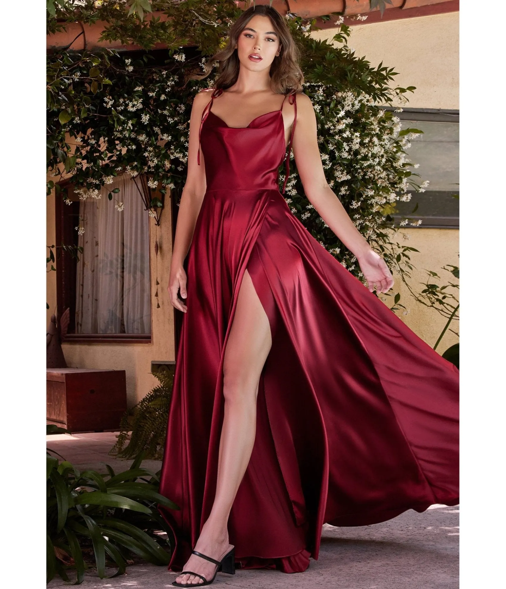 Unique Vintage Cinderella Divine Burgundy Liquid Satin Prom Gown Shop