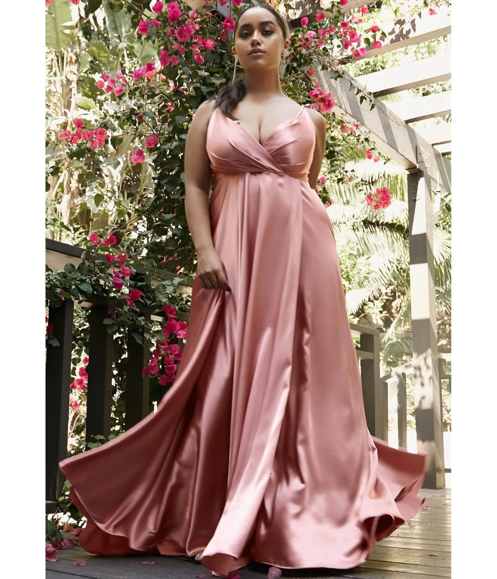 Unique Vintage Cinderella Divine Desert Rose Flowy Satin A-Line Bridesmaid Gown Discount