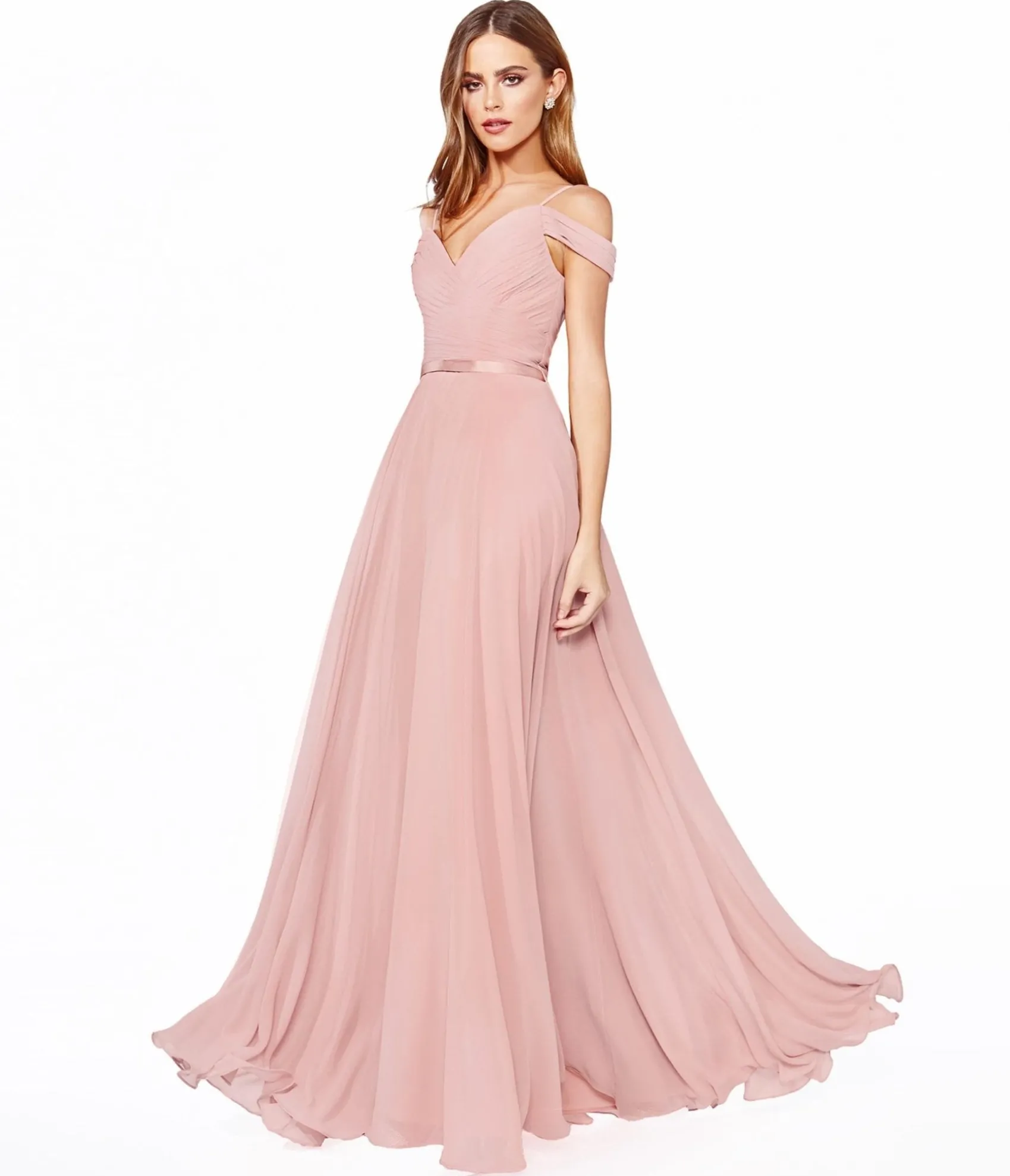 Unique Vintage Cinderella Divine Dusty Rose Chiffon Prom Gown Cheap