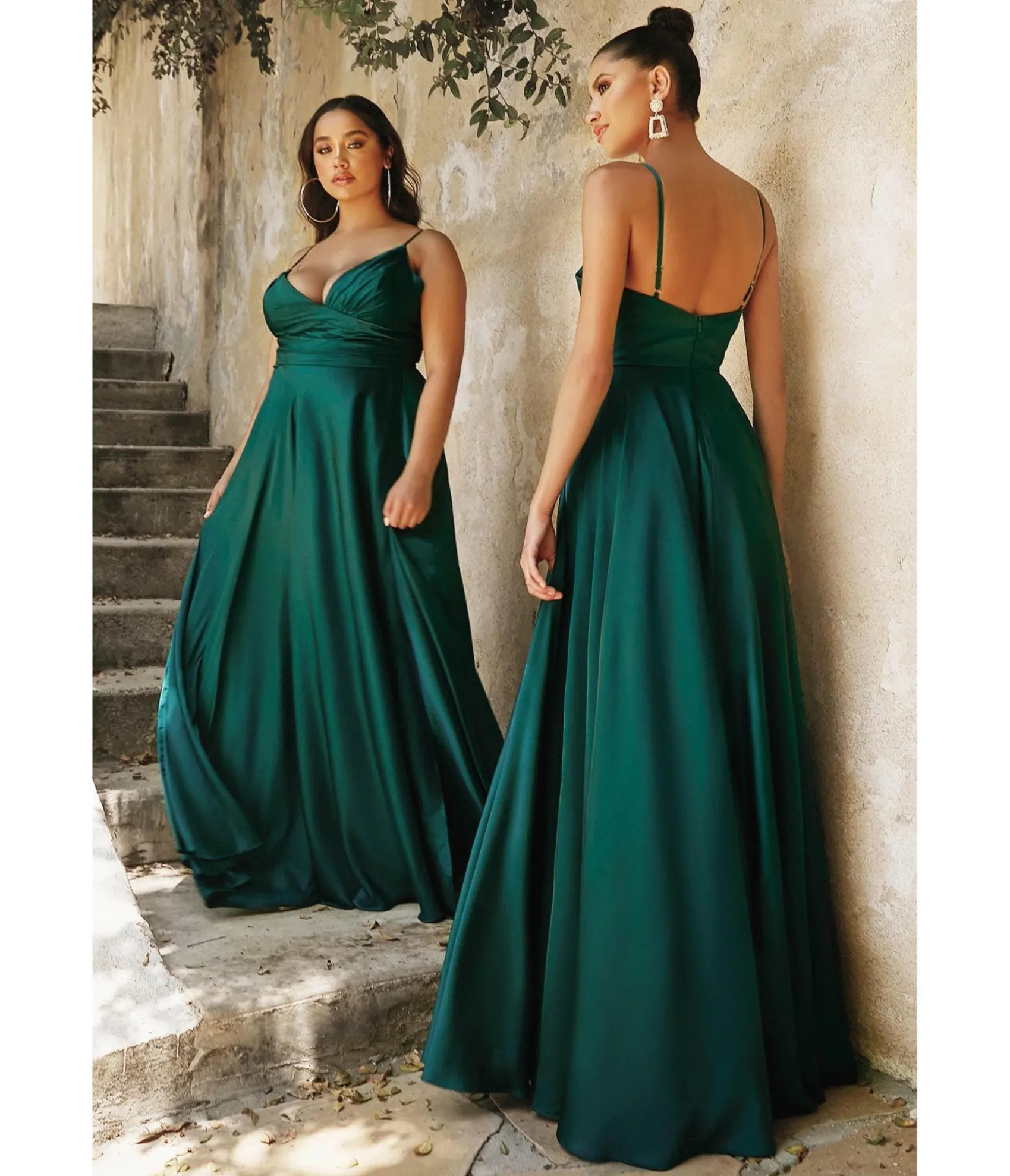 Unique Vintage Cinderella Divine Emerald Ruched Satin Mystique Bridesmaid Gown Hot