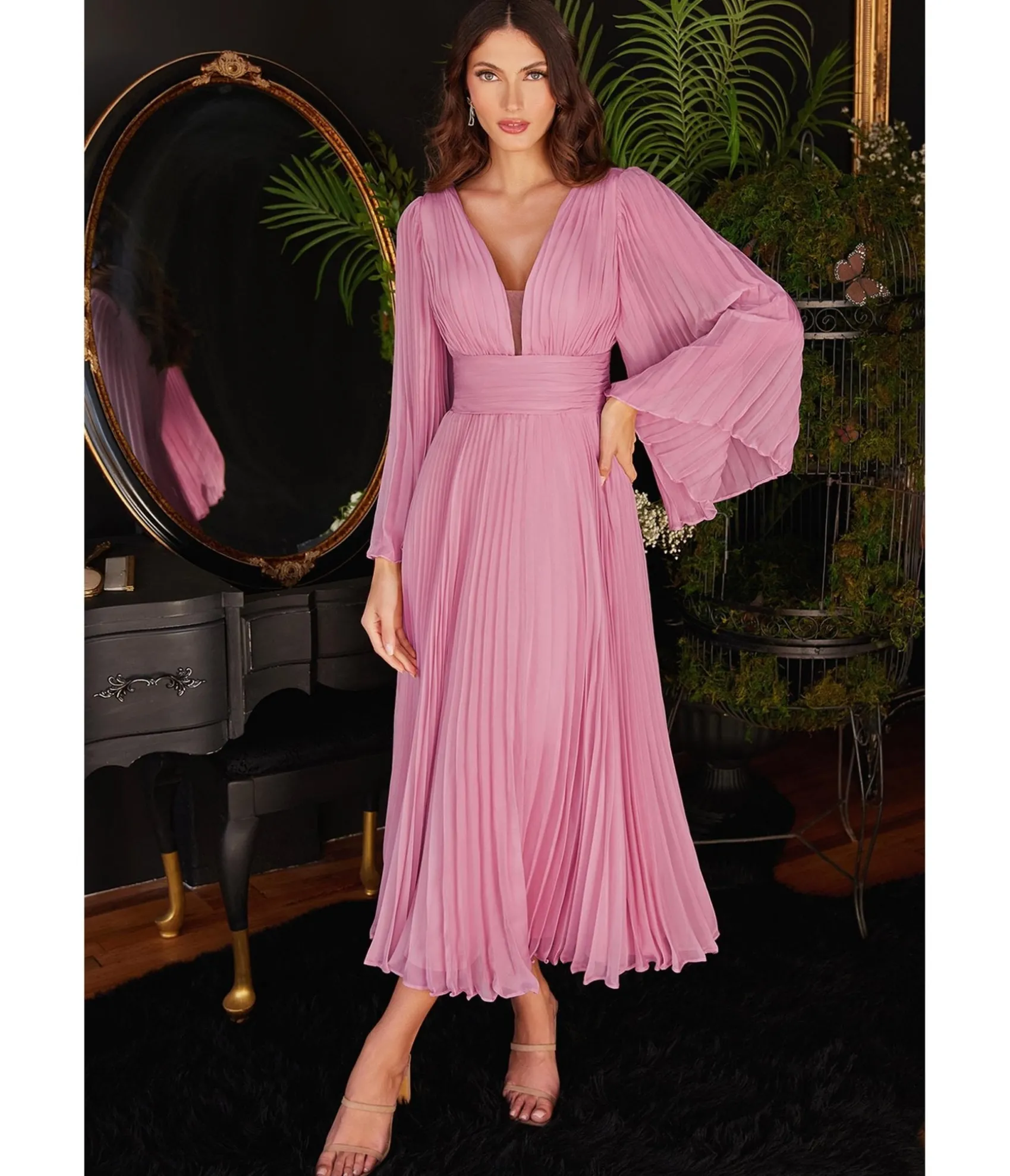 Unique Vintage Cinderella Divine Light Pink Pleated Midi Bridesmaid Dress Best Sale