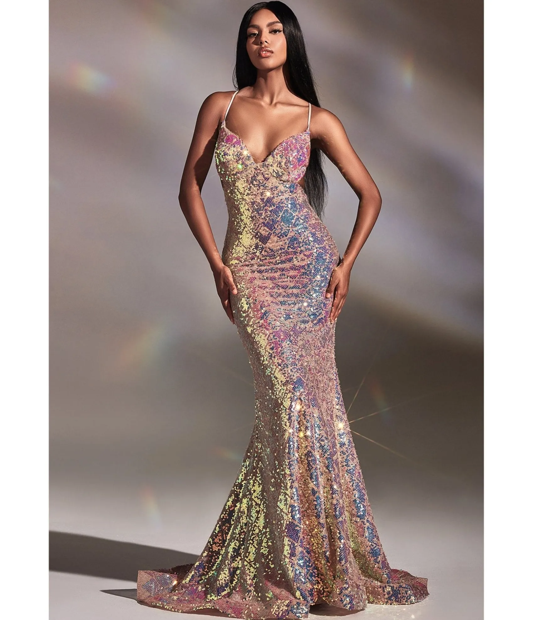 Unique Vintage Cinderella Divine Magical Mermaid Iridescent Sequin Prom Gown Store