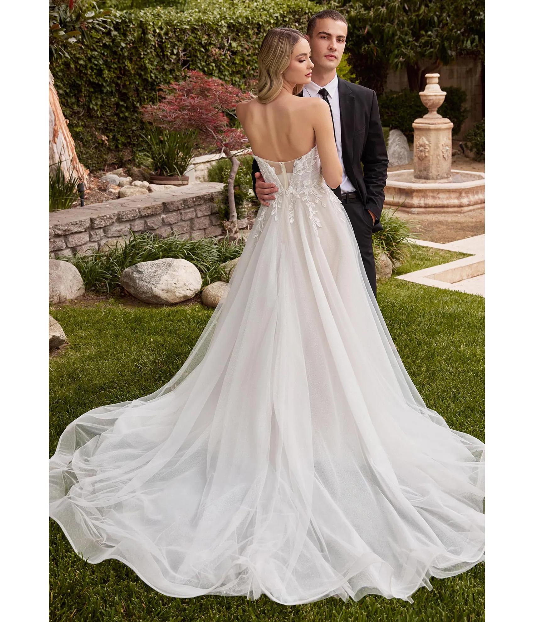 Unique Vintage Cinderella Divine Off White Floral Strapless Bridal Gown with Gloves New