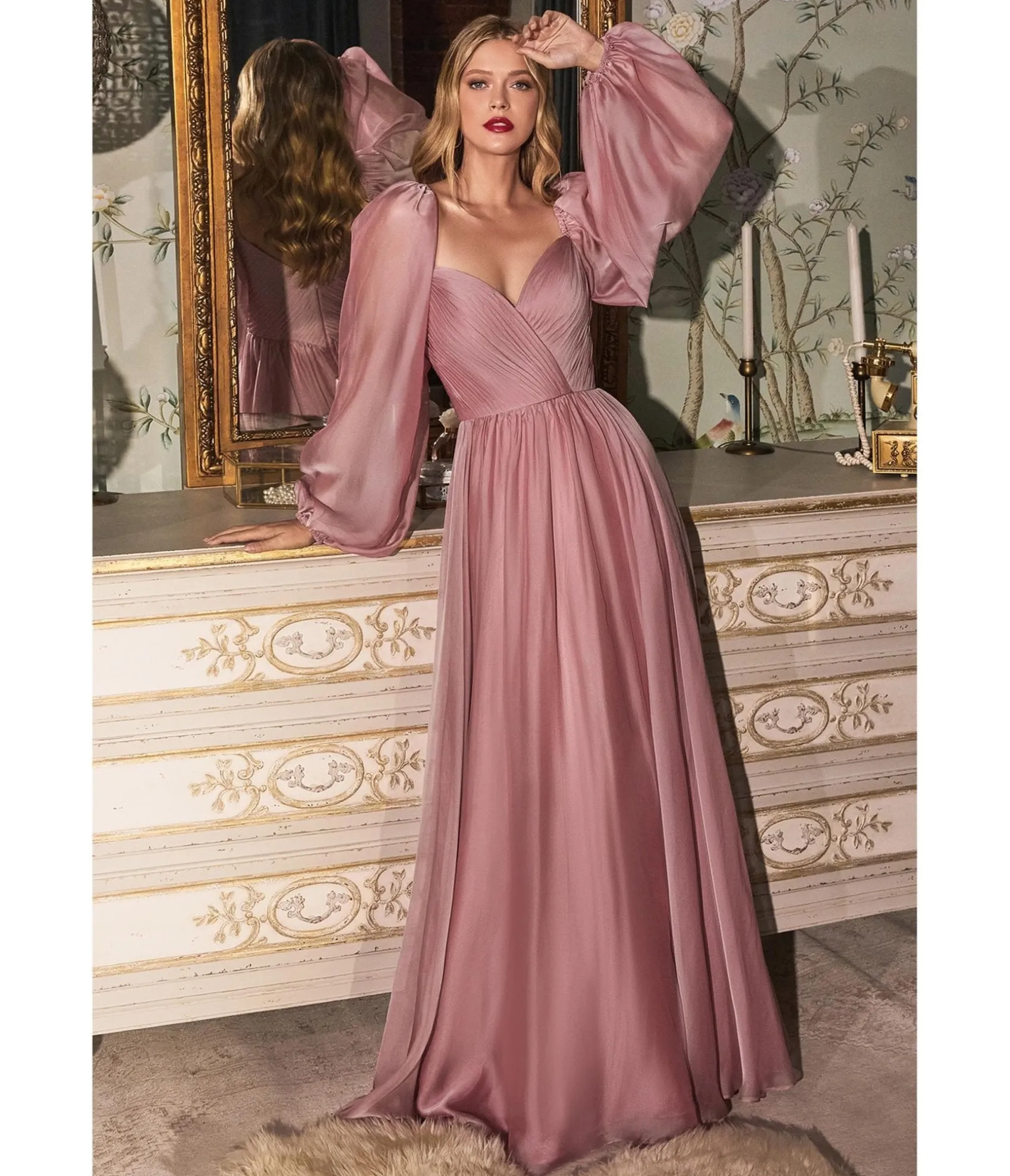 Unique Vintage Cinderella Divine Petal Blush Chiffon Sweetheart Bridesmaid Goddess Gown Online