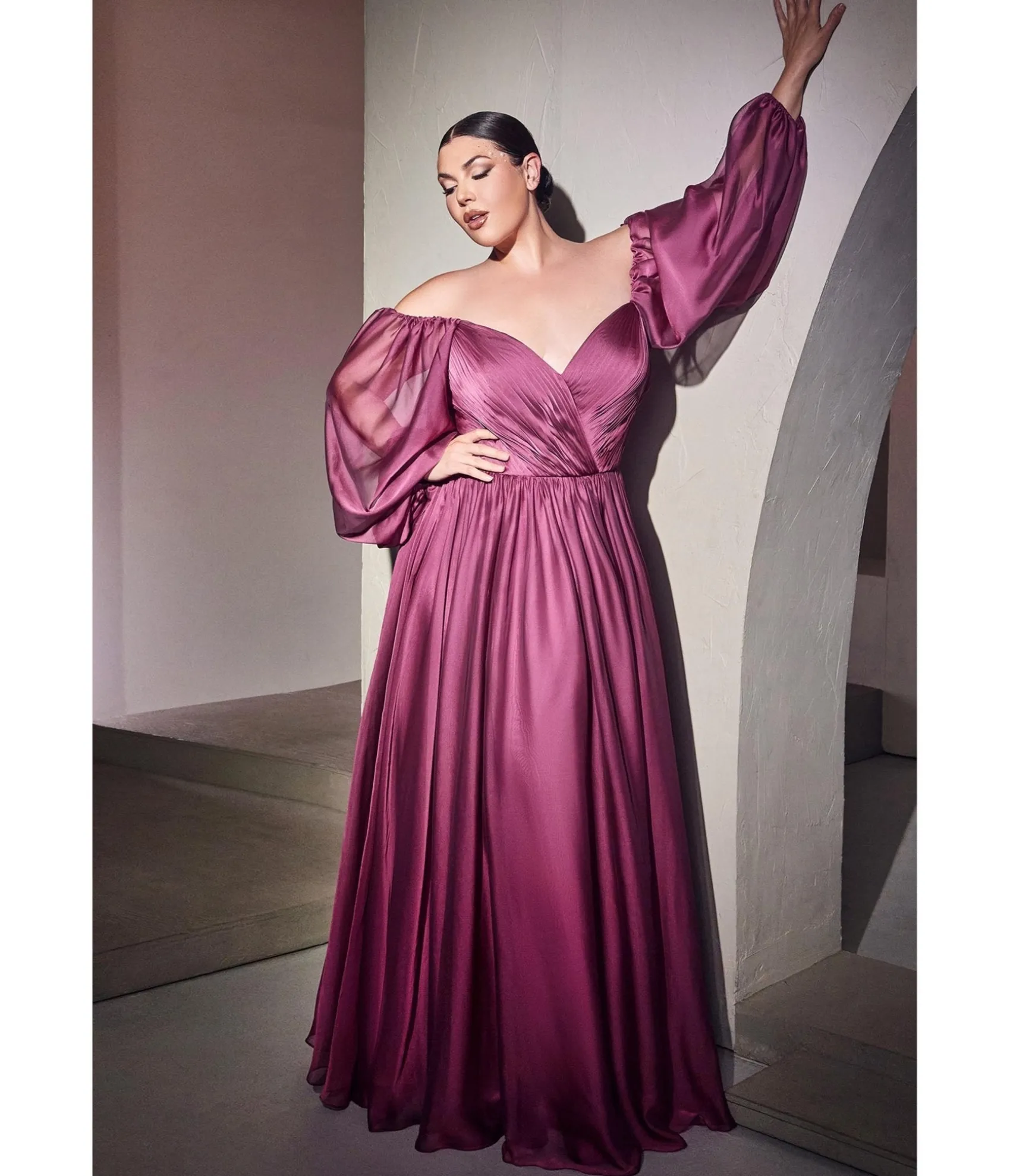 Unique Vintage Cinderella Divine Plus Size Rouge Chiffon Sweetheart Bridesmaid Goddess Gown Cheap