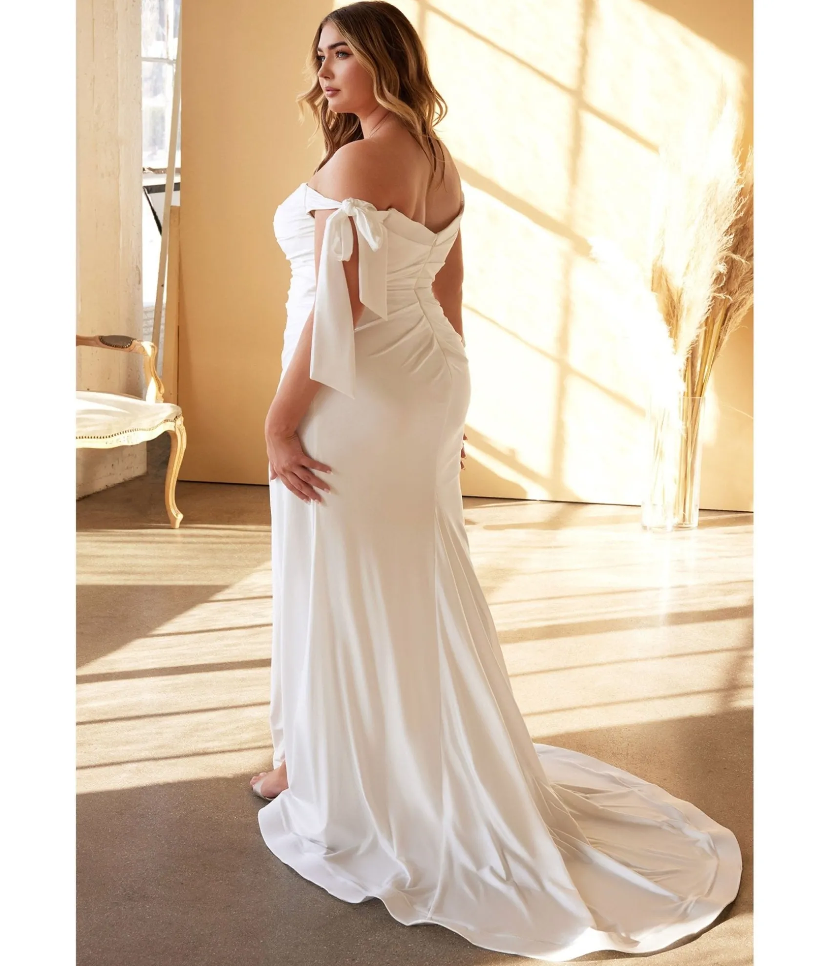 Unique Vintage Cinderella Divine Plus Size White Off The Shoulder Trumpet Bridal Gown Sale
