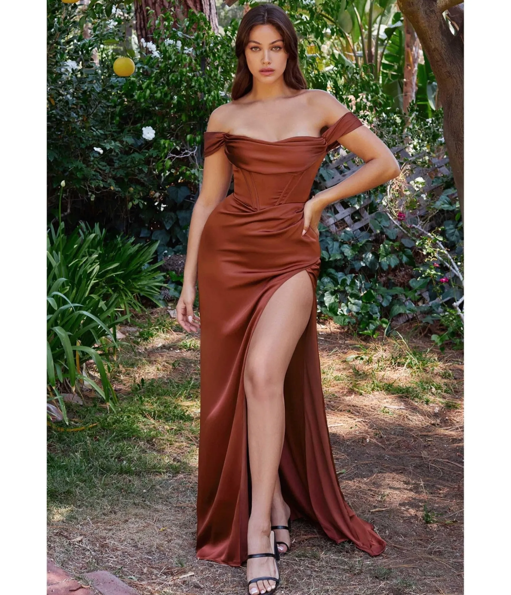 Unique Vintage Cinderella Divine Sienna Satin Off the Shoulder Corset Bridesmaid Gown Hot
