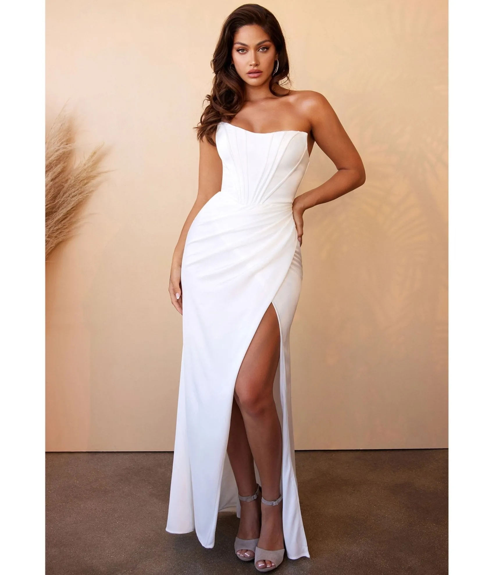 Unique Vintage Cinderella Divine White Off The Shoulder Corset Satin Bridal Gown Hot