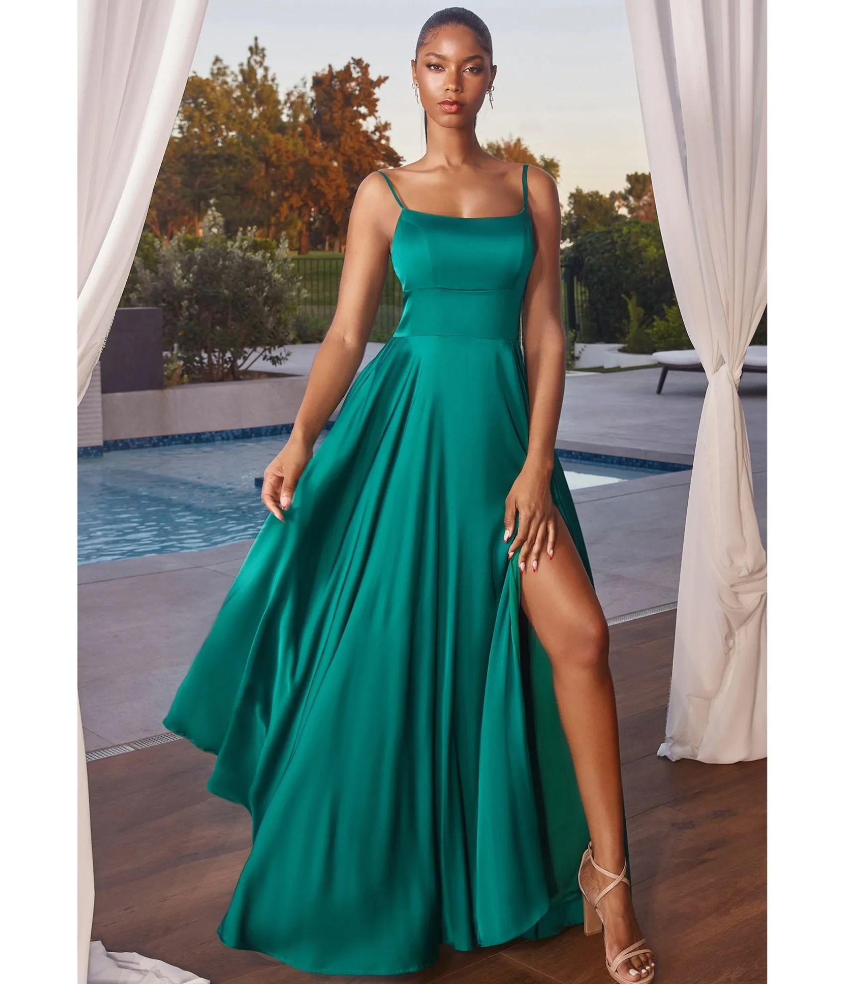 Unique Vintage Cinderella Divine Emerald Satin A Line Bridesmaid Dress Cheap