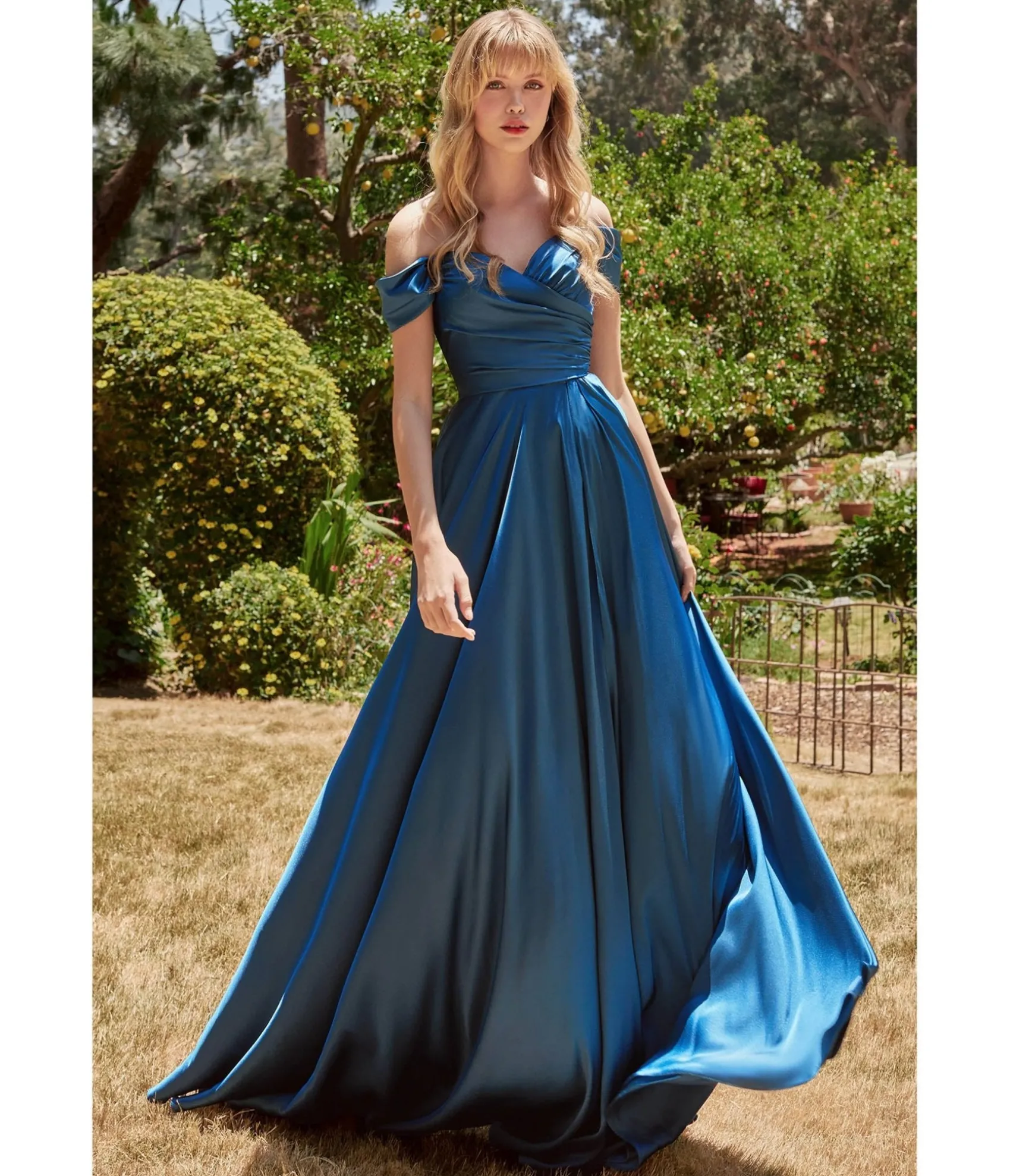 Unique Vintage Cinderella Divine French Navy Satin Off The Shoulder Bridesmaid Gown Best