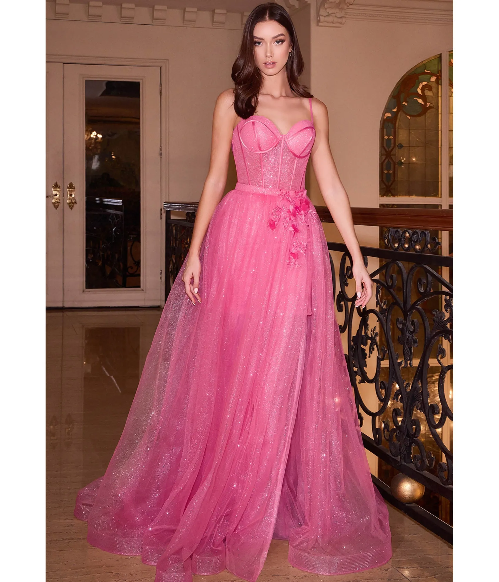 Unique Vintage Cinderella Divine Fuchsia Sparkle Prom Gown Sale