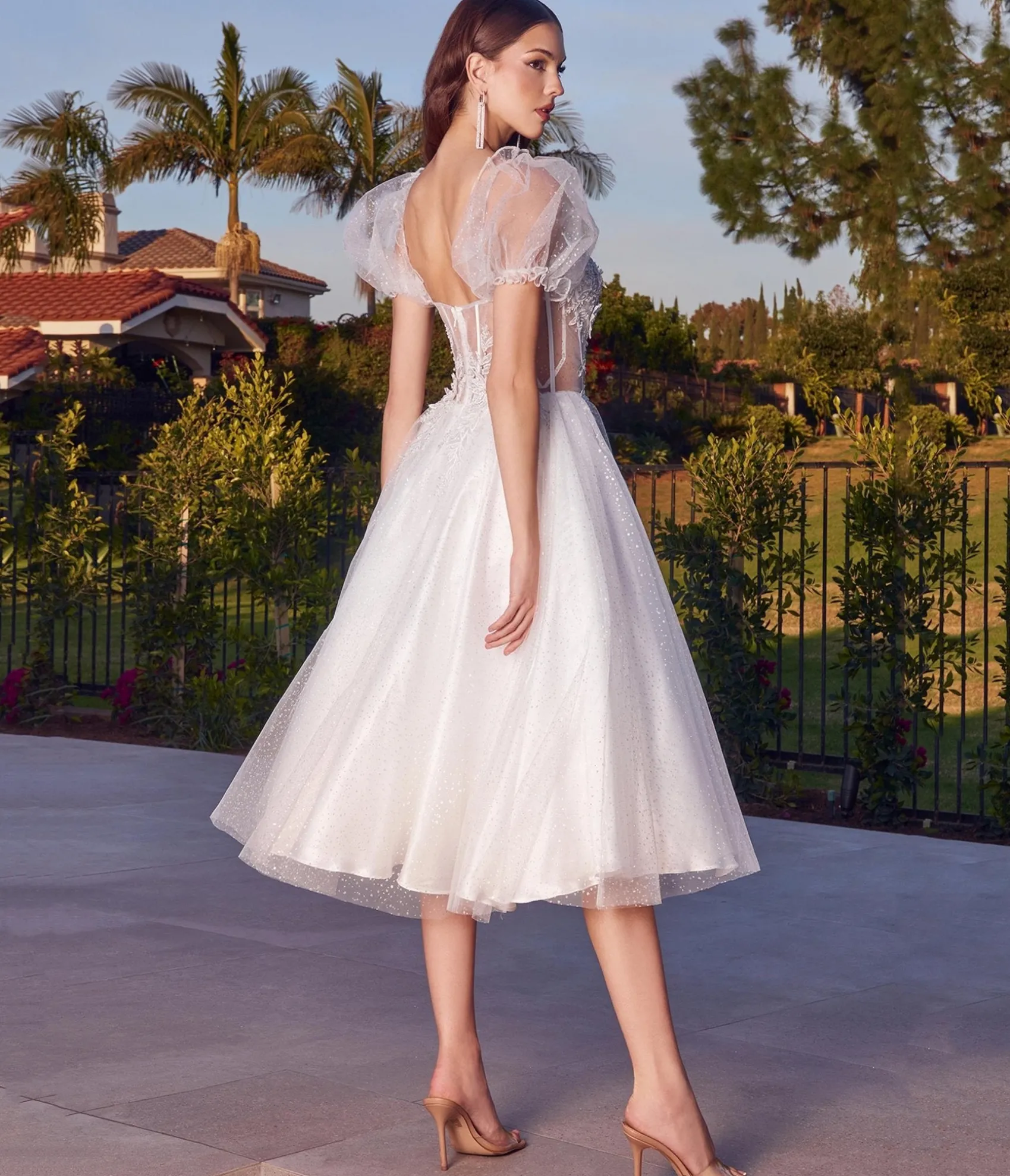 Unique Vintage Cinderella Divine Ivory Glitter Floral Swing Bridesmaid Dress Clearance